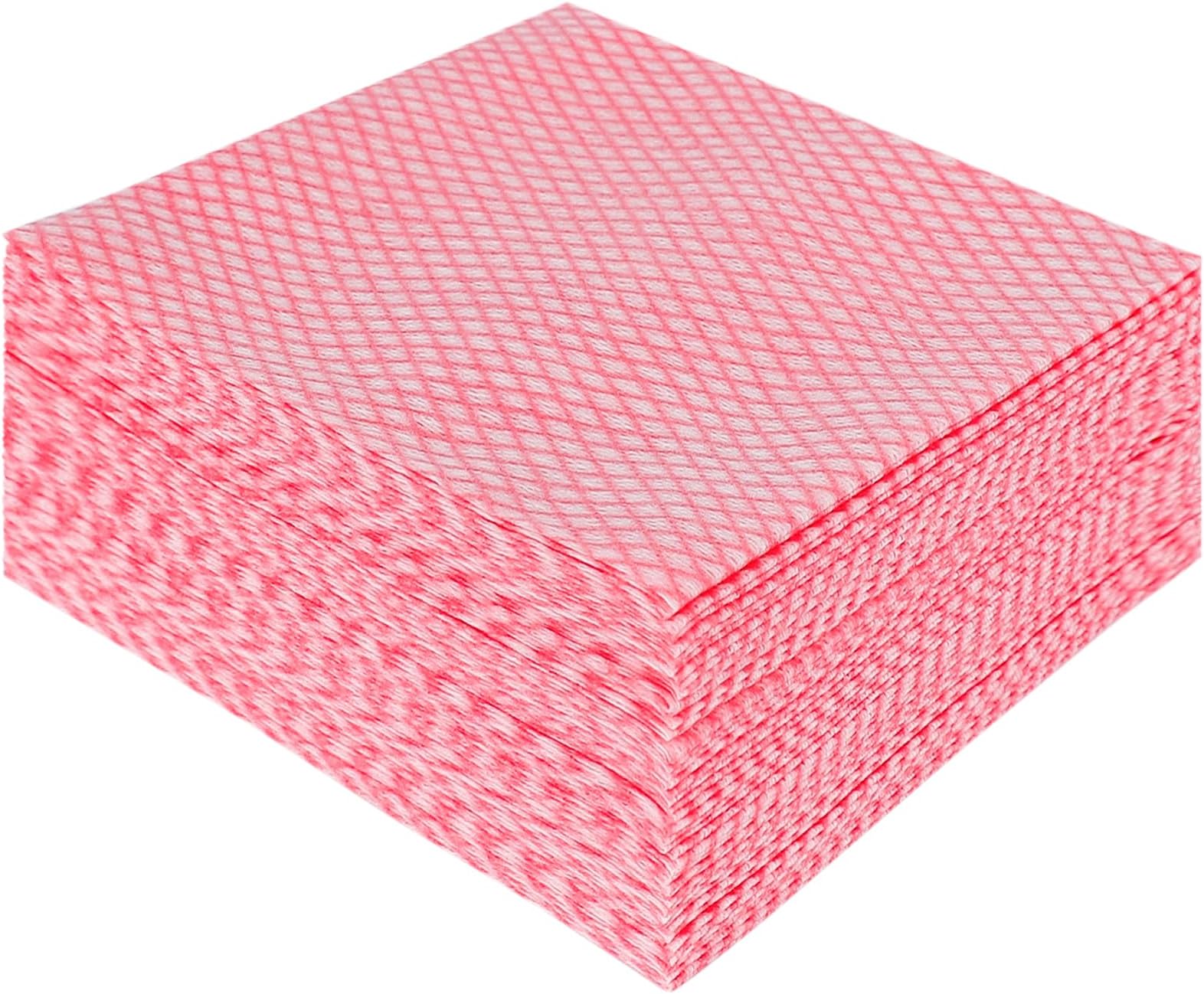 JEBBLAS Disposable Dish Towels and Cloths, Reusable Wipes, 50 Count, Red