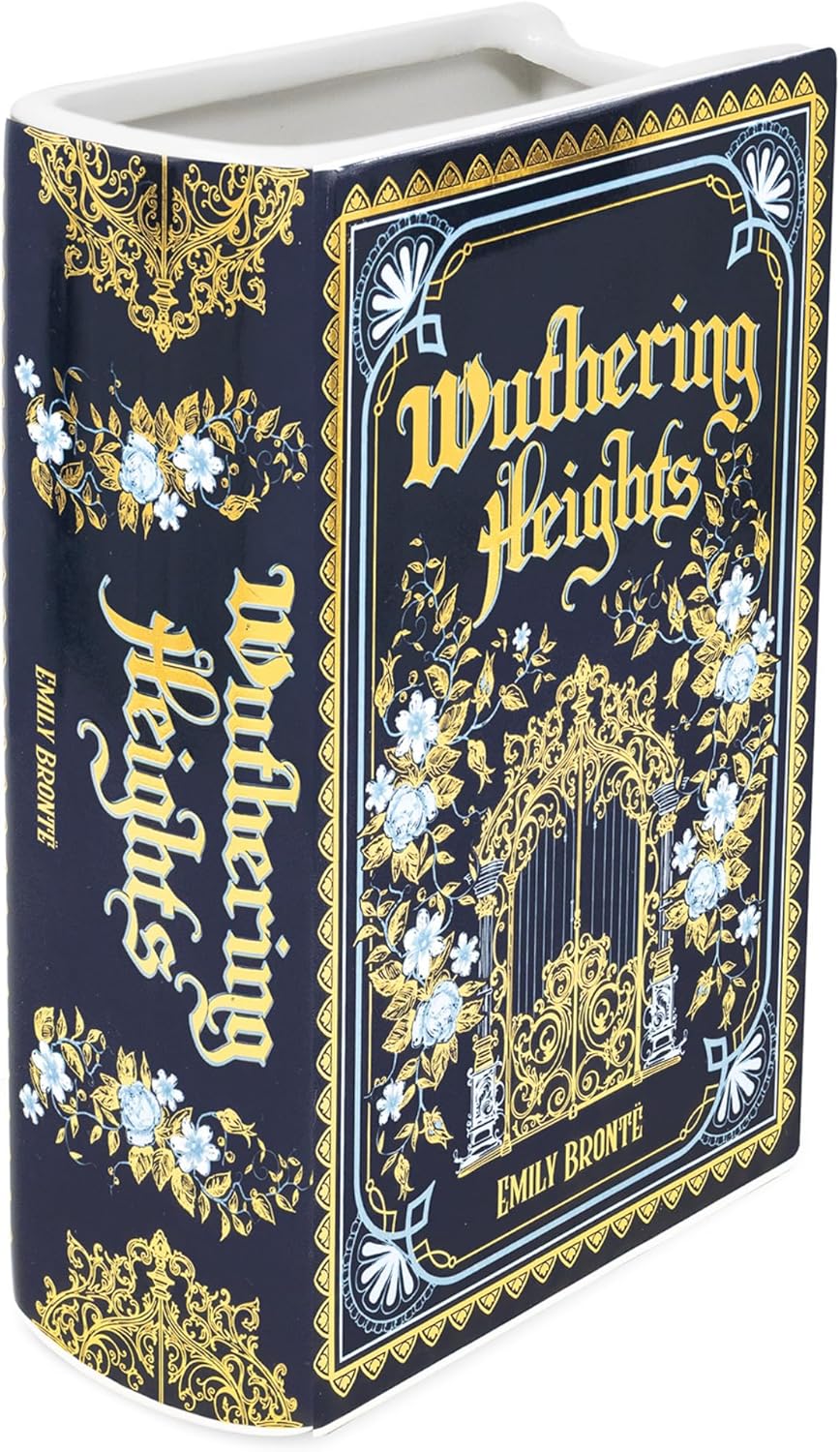 Steel Mill & Co Original Book-Shaped Decorative Vase, Ceramic Vases for Home Decor, Cute Bookshelf Decor, Unique Vase for Book Lovers (Large - Wuthering Heights)