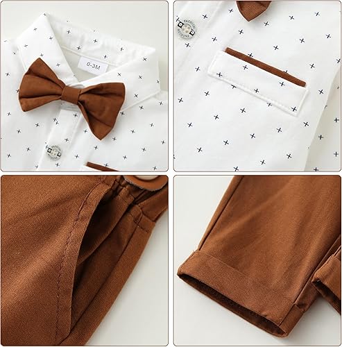 Miniatura 4 de ZOEREA - Conjunto de ropa elegante para bebé niño, traje de caballero de 0 a 24 meses. Incluye camisa de manga larga con corbatín, pantalones con