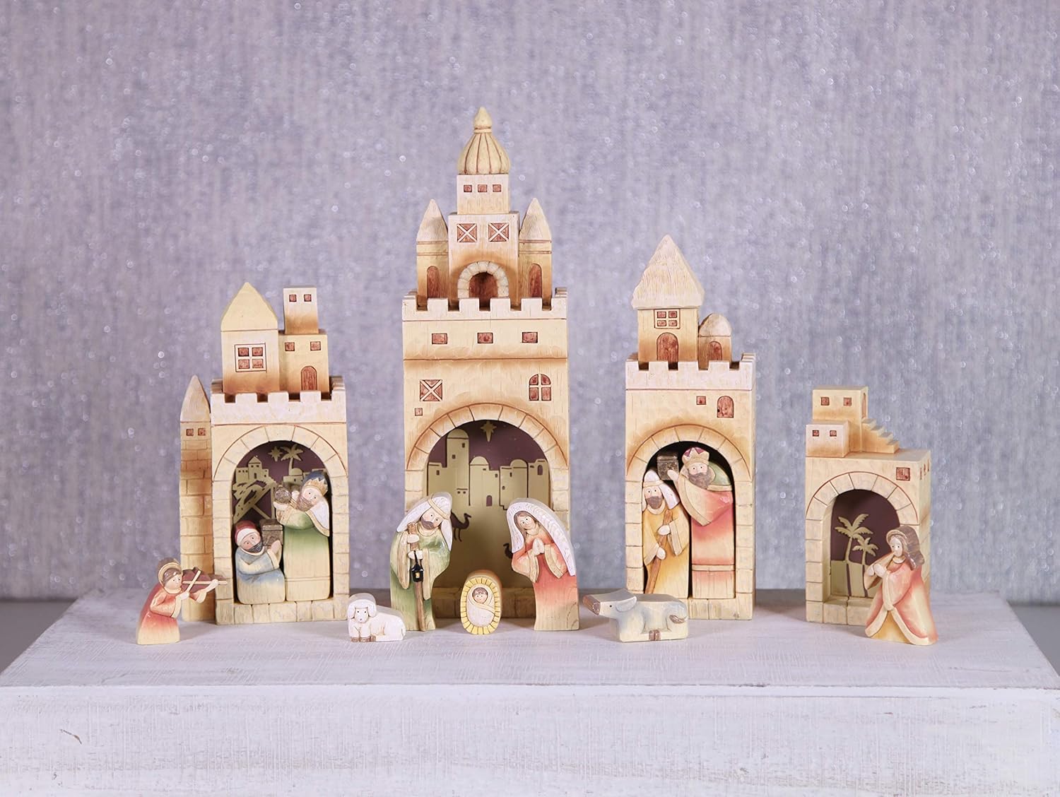 Nativity Village Set - Sets for Christmas Indoor - Manger Scene Decorations - Christmas Nativity - Holy Family Scene - (15 PC Set)