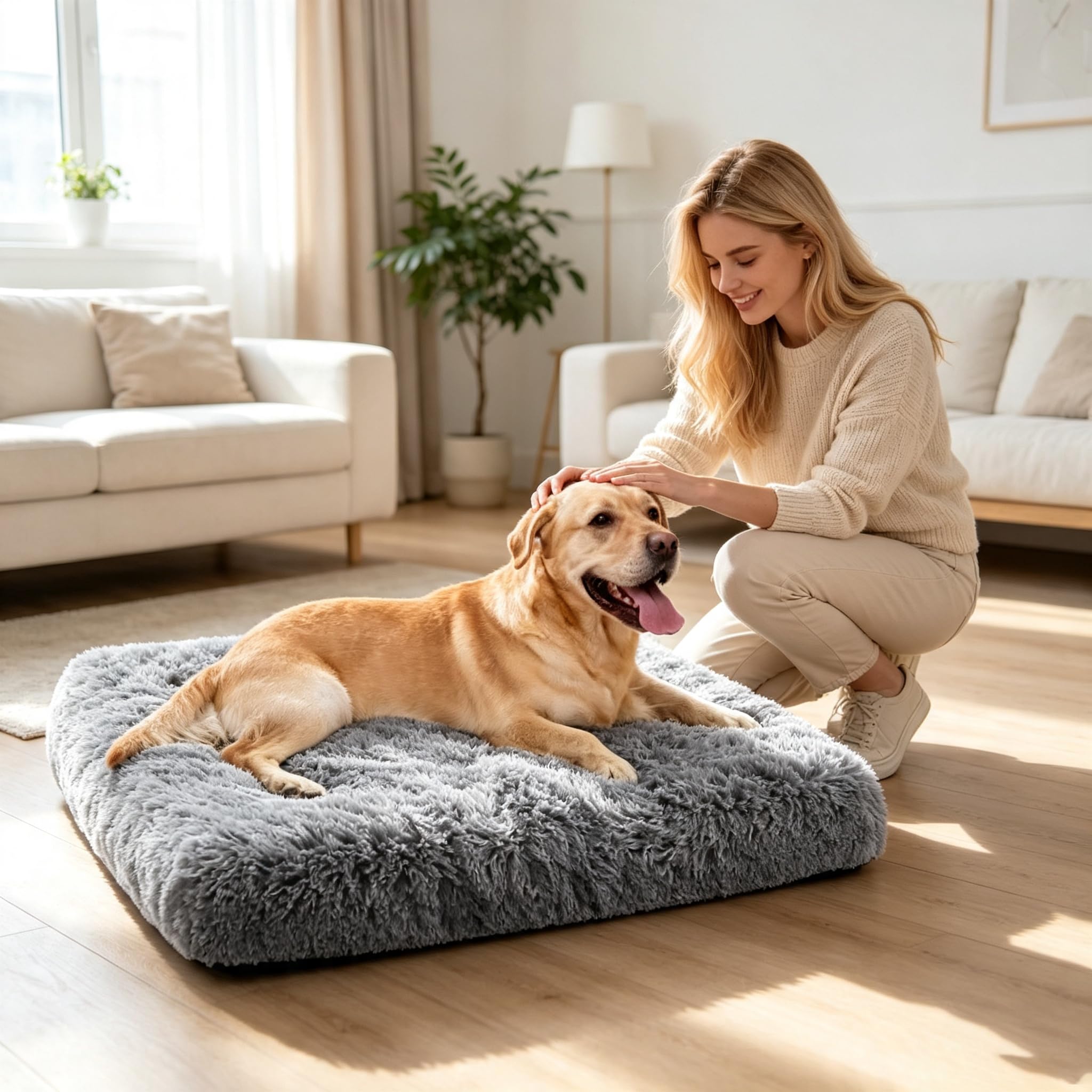 PETCUTE Cojín Ortopédico para Perros,Lavable,Colchoneta para Perros,XL | Cama para Perros y Gatos,Desenfundable Cómodo Suave y Cálida,Cama para Mascotas con Parte Inferior Antideslizante