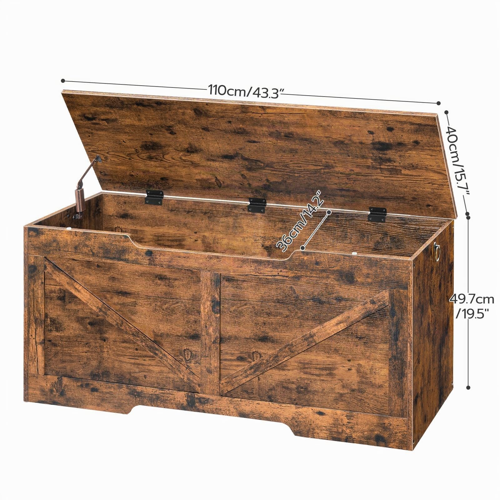 HOOBRO Caja de Juguetes, Banco de Almacenamiento, Taburete de Almacenamiento con Mecanismo de Bloqueo, Robusto, Armario de Madera, Fácil de Montar, Crudo EBF772CW01
