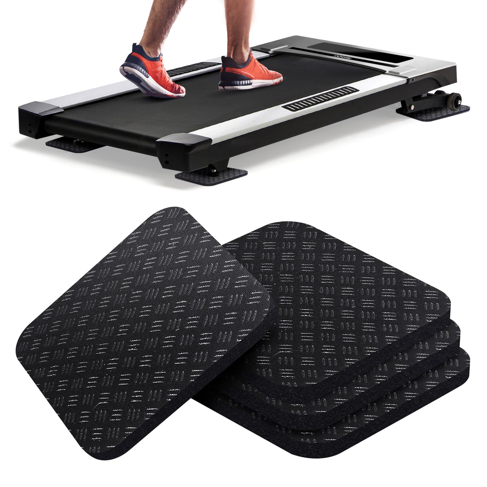 Rolitwils Treadmill Mat Pads 4PCS- Double-Sided Non-Slip - Anti Vibration Mat for Treadmill, Walking Pad, Exercise Bike - Hardwood Floors Protection