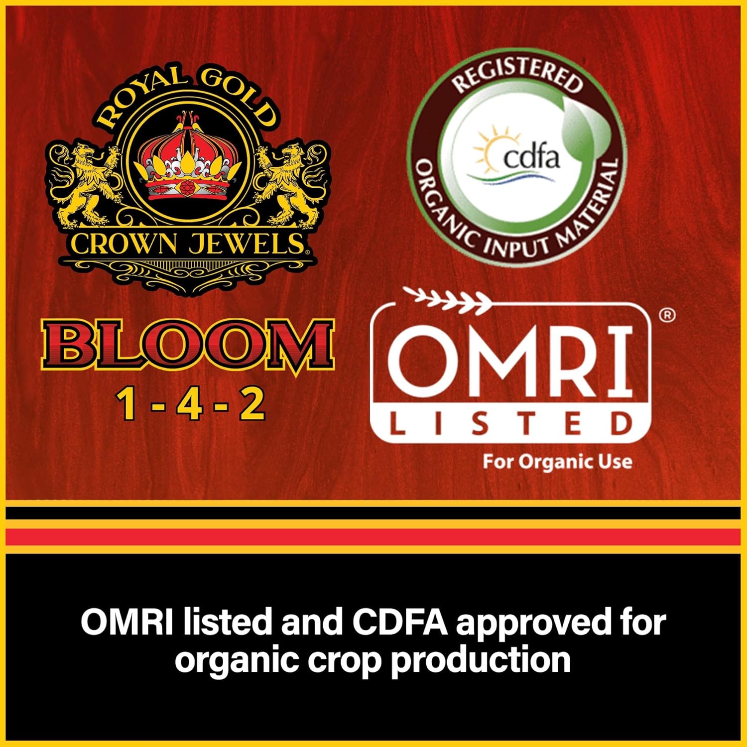 Royal Gold Crown Jewels Organic Bloom 1-4-2 Dry Soluble Fertilizer, 40 lbs - for Feeding Flowering Crops to Produce Vigorous Blossoms and Optimal Plant Development