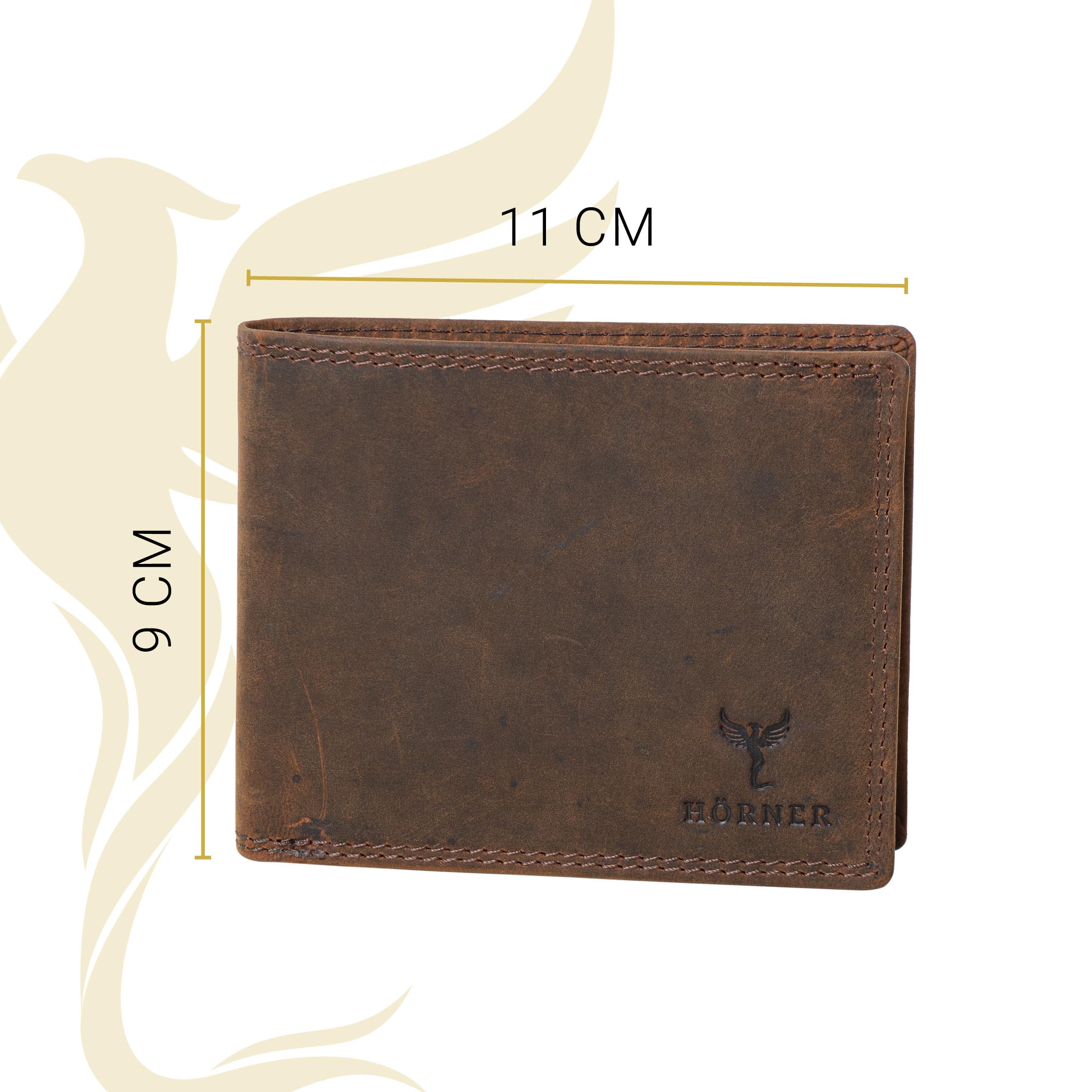 Hörner Velox Geldbeutel Herren Braun I Echtes Leder I Hochwertige Geldbörse Männer I Wallet for Men I Portemonnaie I Brieftasche I Karten Portemonnaie I RFID Schutz