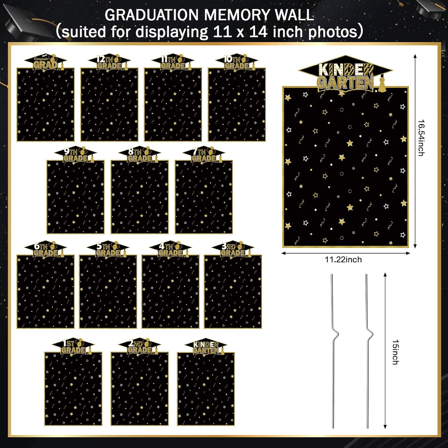 Yookeer 14 Pcs Large K-12 Graduation Photo Yard Sign Decorations Class of 2026 Photo Display Frame 11 x 16 Inches Graduation Memory Wall for Grad Party Walkway Lawn Decoration