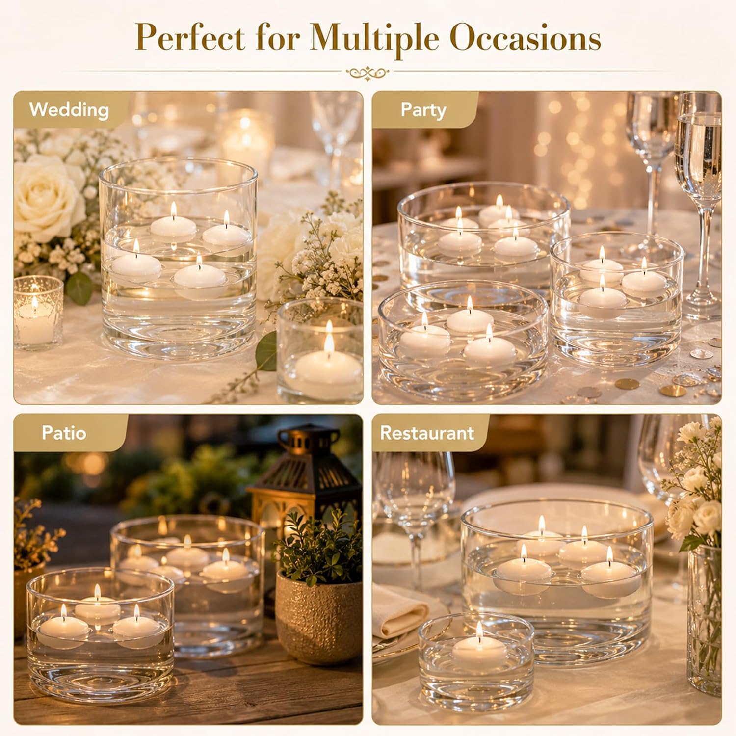 MAQIHAN White Floating Candles 30 Pcs - Small Wax Candles for Centerpieces