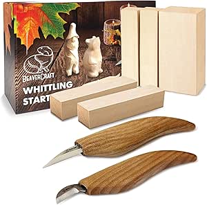 BeaverCraft Wood Carving Kit for Kids, Beginners S16 – Whittling Knives Sloyd, Chip Wood Carving Knife, Basswood Blocks for Carvers - Whittling Tools Set