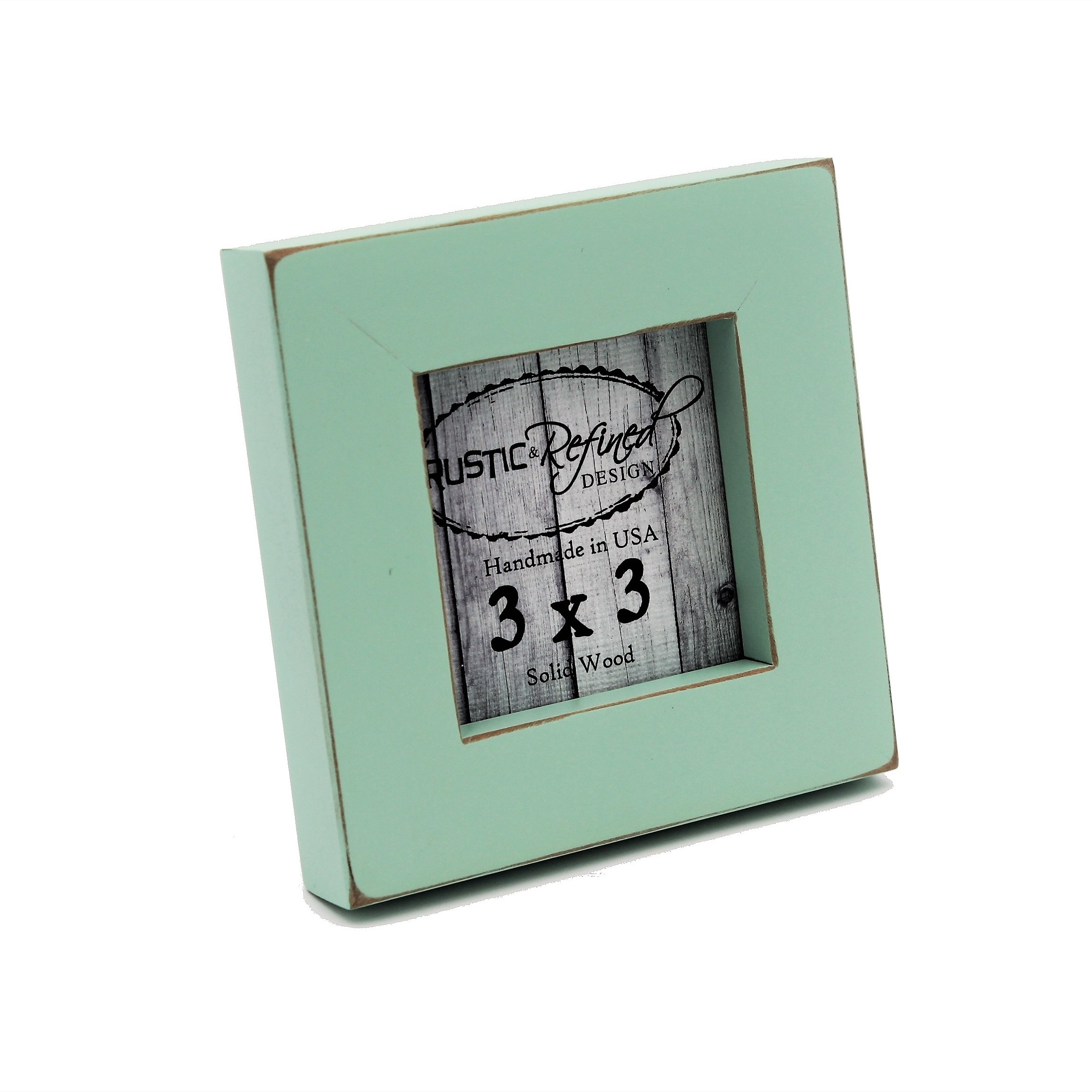 Rustic and Refined Design3x3 Solid Wood Made in USA Picture Frame with 1 Inch Border (Gallery Collection) - Sea Foam
