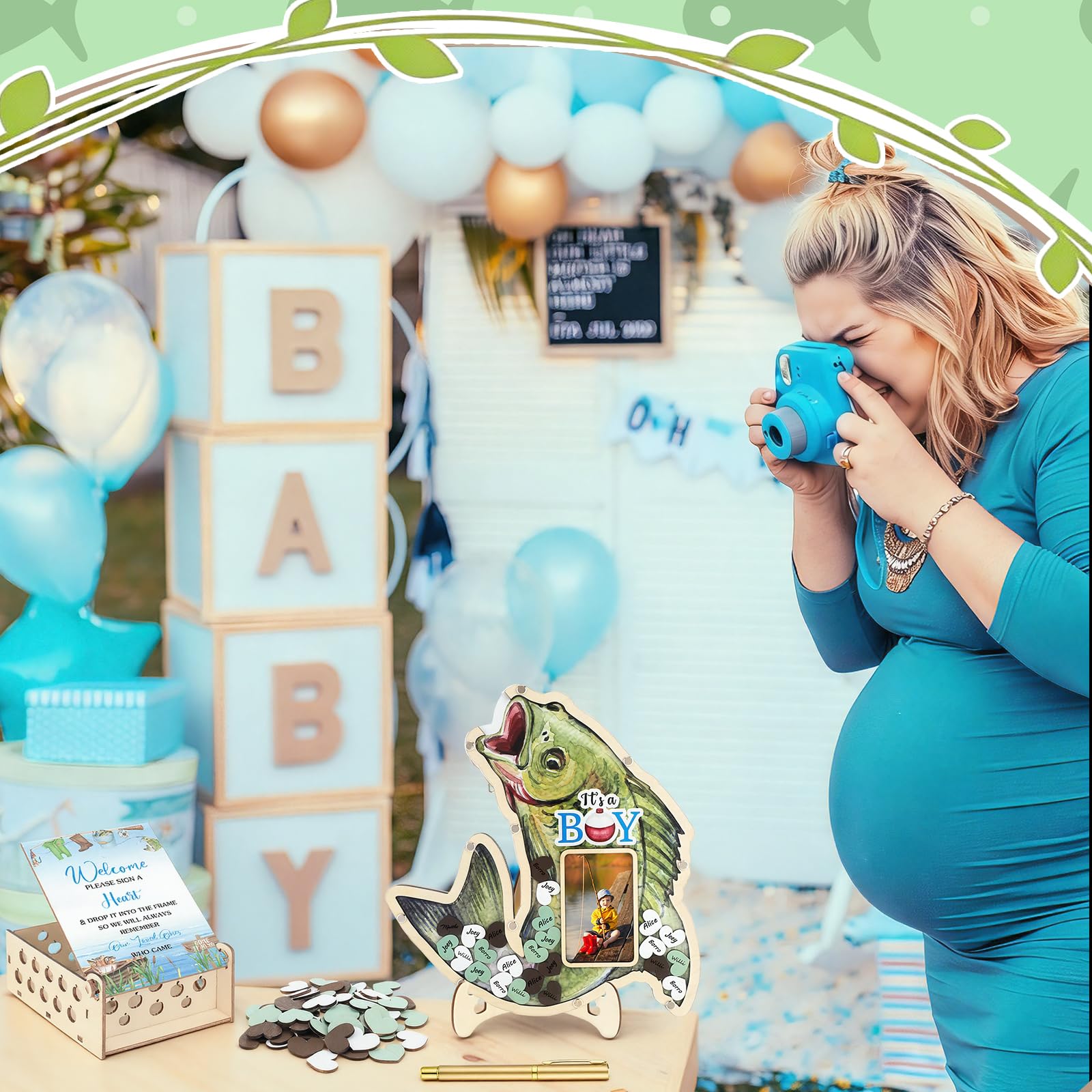 Wenqik 63 szt. Księga gości na baby shower, zielone