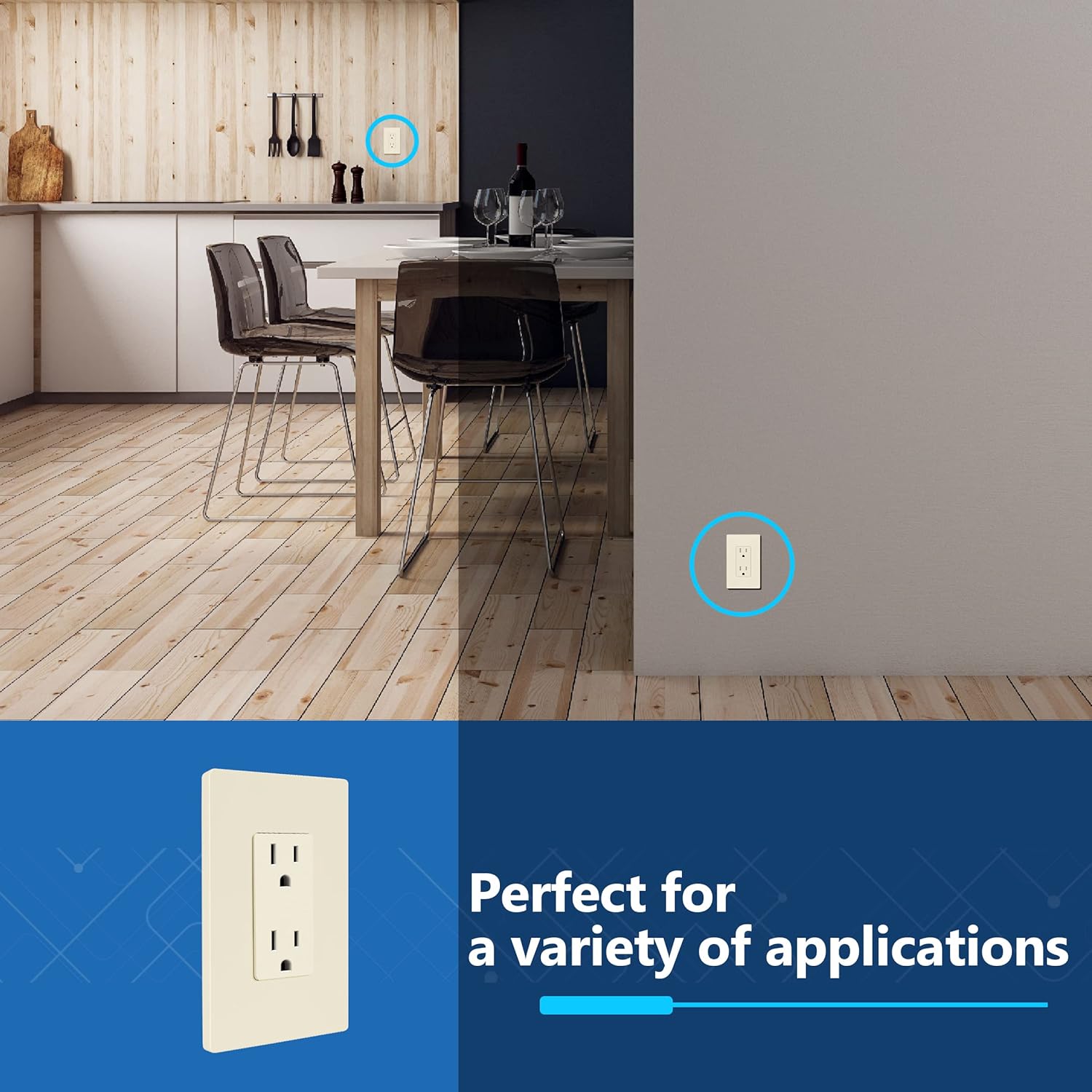 LIDER Matte Finish Decorator Receptacle with Interchangeable Face Cover, Child Safe Tamper-Resistant Wall Outlet, Residential Grade, Self-Grounding 15A 125V UL Listed LR15-TR-LA5P Light Almond, 5 Pack