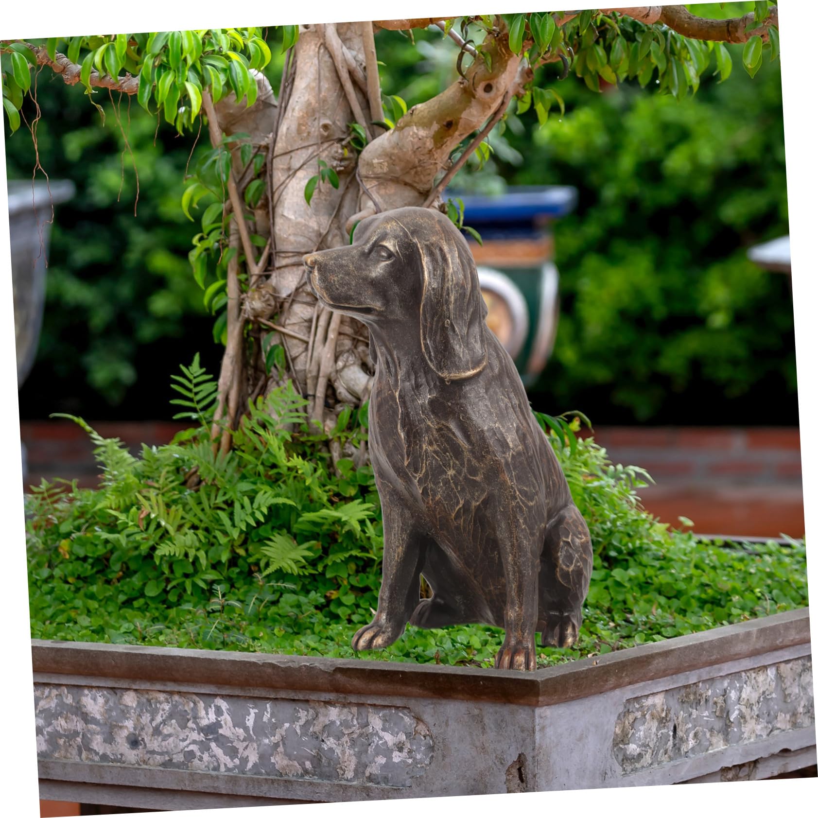 Amazon.co.jp: YARDWE 樹脂製犬の置物 犬の像 デスクトップ装飾 の動物