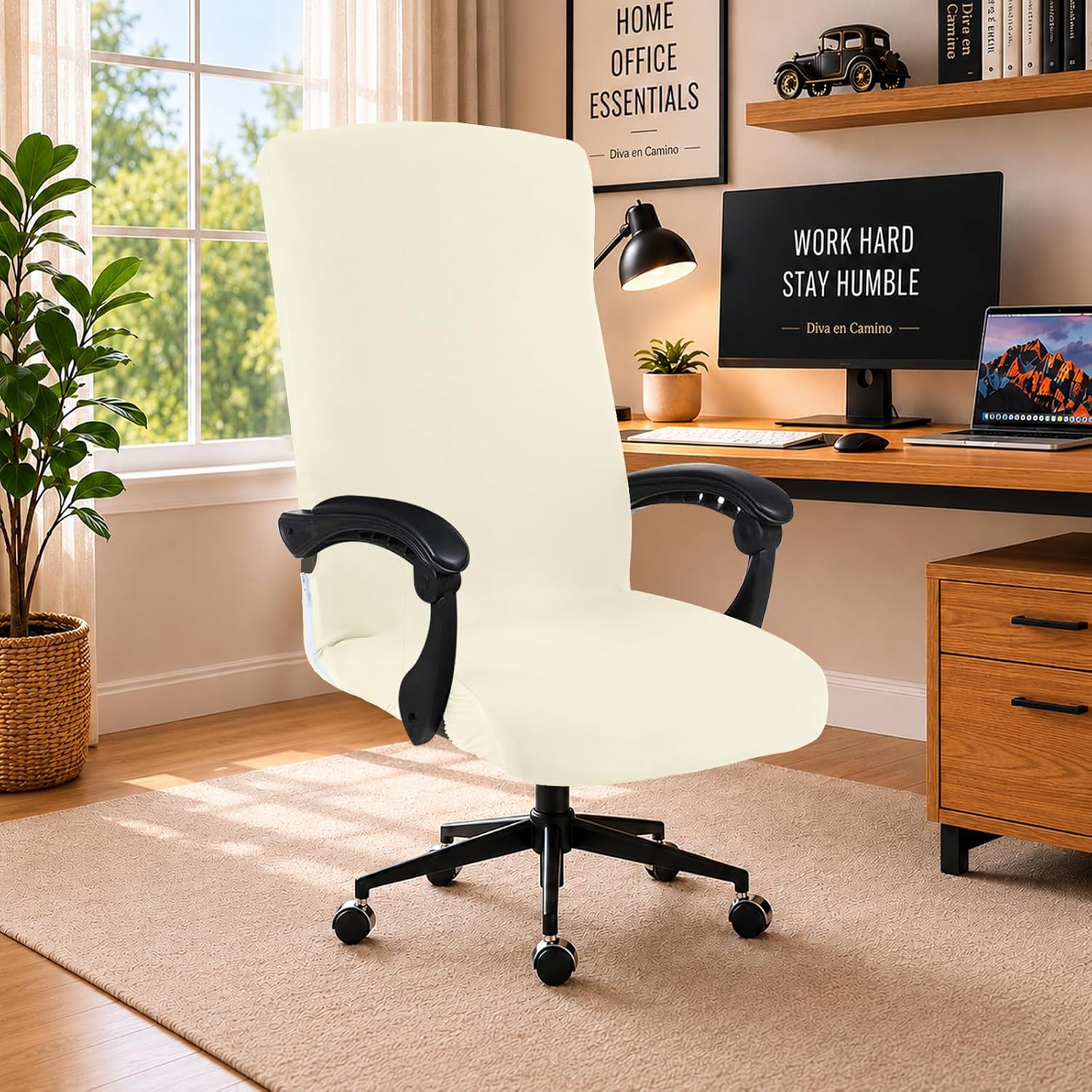 DIVA EN CAMINO DEC Stretch Office Chair Cover with Zipper, Soft Slipcover for Home Office Desk or High Back Chair