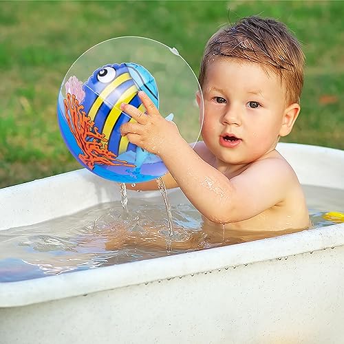 Miniatura 7 de ArtCreativity Pelotas de playa de peces 3D para niños, juego de 3, bolas transparentes con peces coloridos en el interior, juguetes inflables de
