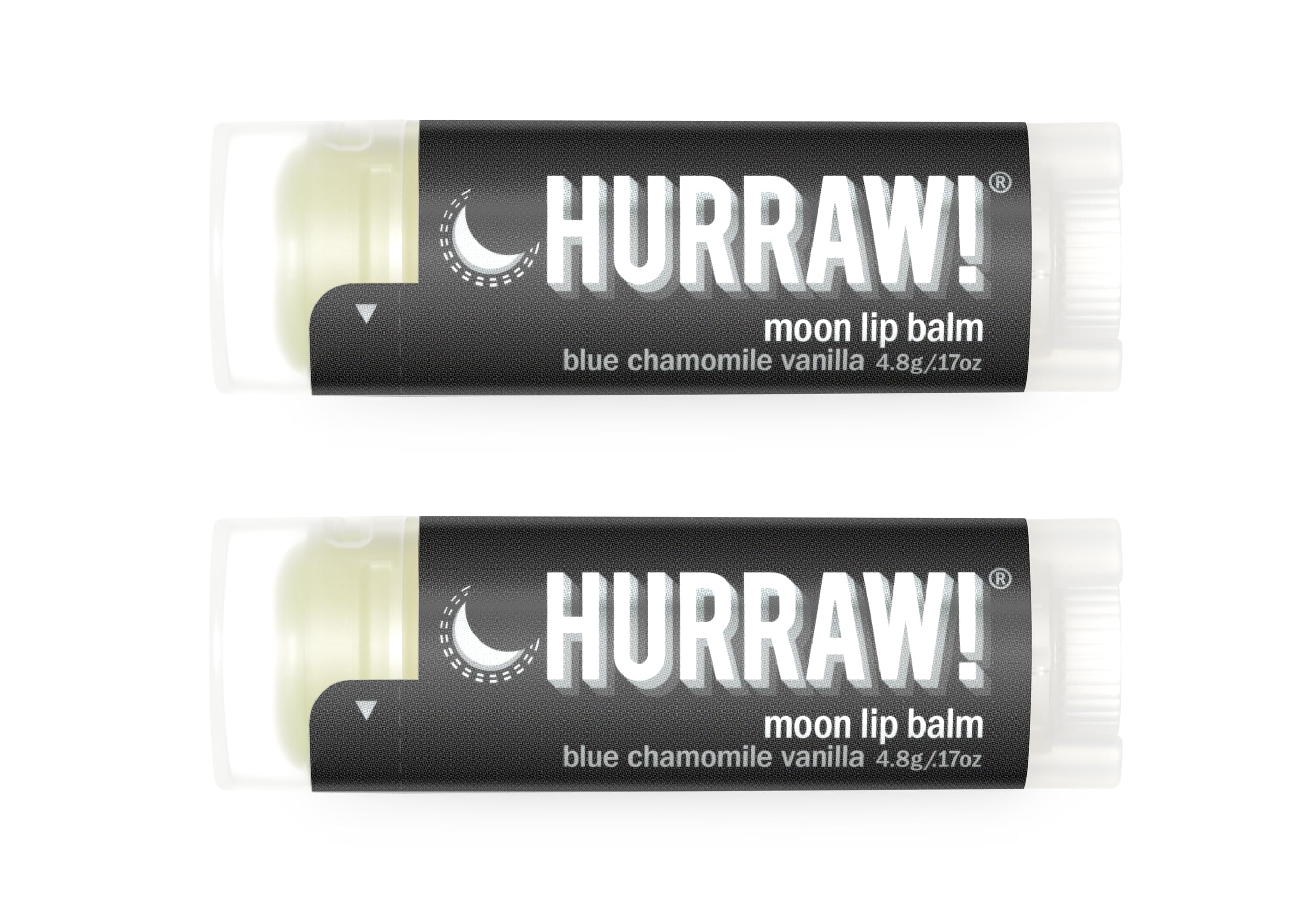 Moon Night Treatment (Blue Chamomile, Vanilla) Lip Balm, 2 Pack: Organic, Certified Vegan, Cruelty and Gluten Free. Non-GMO, 100% Natural Ingredients. Bee, Shea, Soy and Palm Free. Made in USA