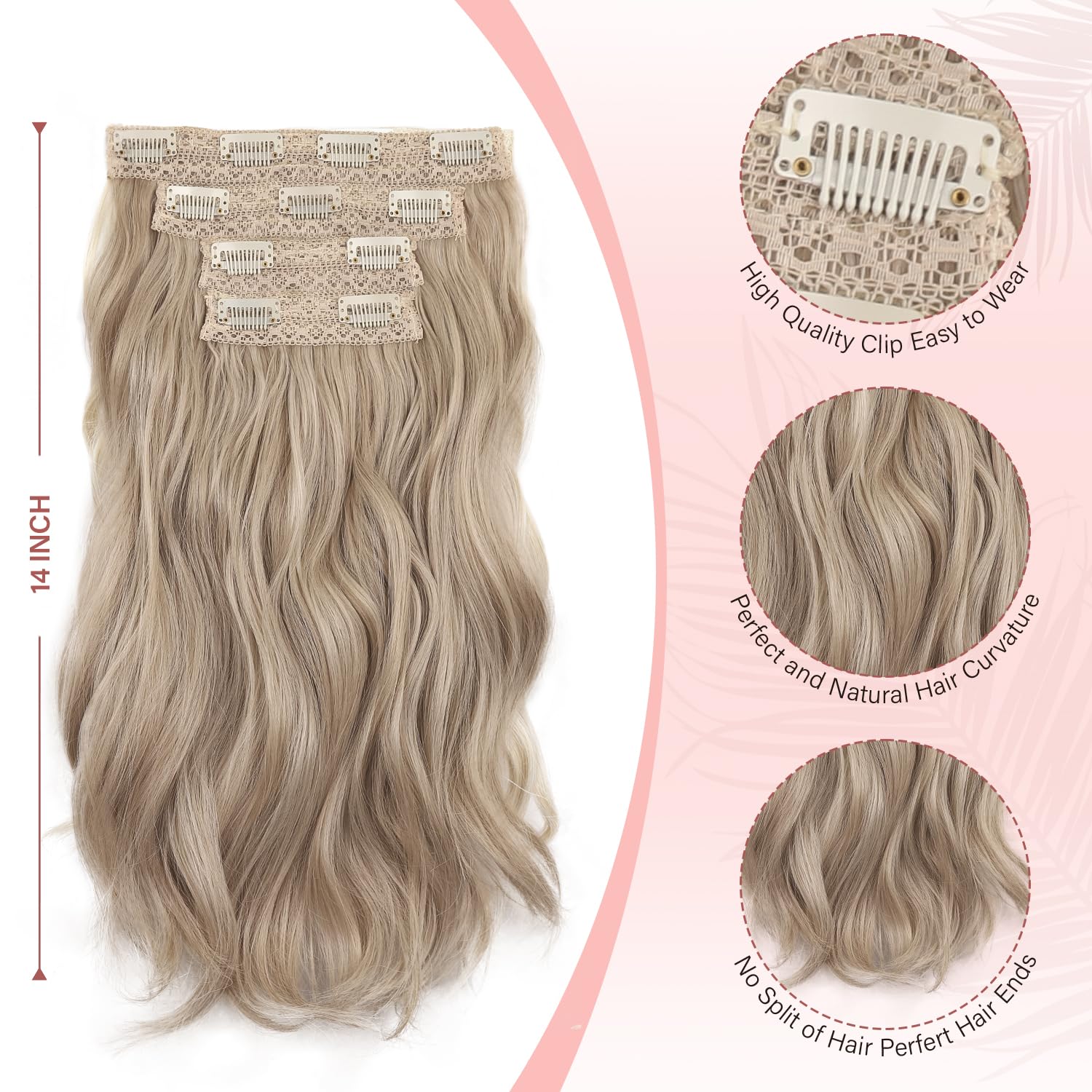 Amazon.com : Ash Blonde Hair Extensions, 14 Inch Wavy 