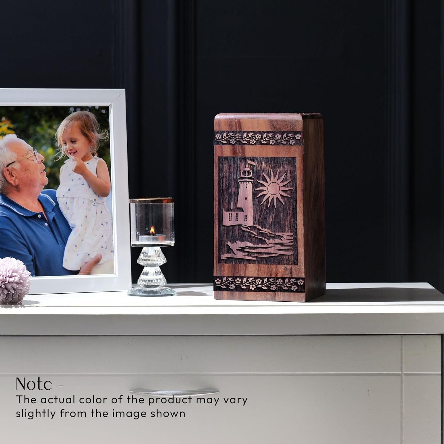 Lighthouse Wooden Urn Box - Burial Ashes Urn - Decorative Urns for Home Decor Cremation Urns Unique Adult for Human Ashes Adult Women& Men Cremation Women 8 Inch