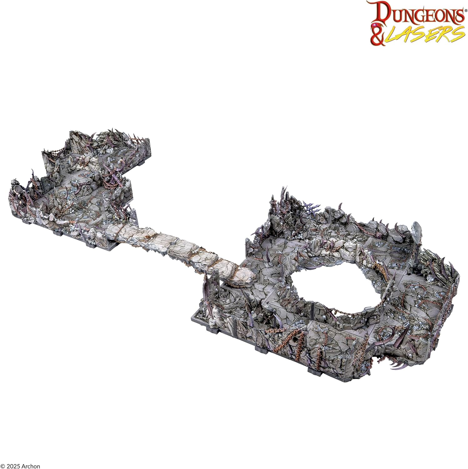 Dungeons & Lasers Demonic Caves Pre-Painted Terrain Set for DND and Tabletop RPG Games - 5E Compatible for 28mm-32mm Scale Miniatures - Modular Design for Fast Assembly