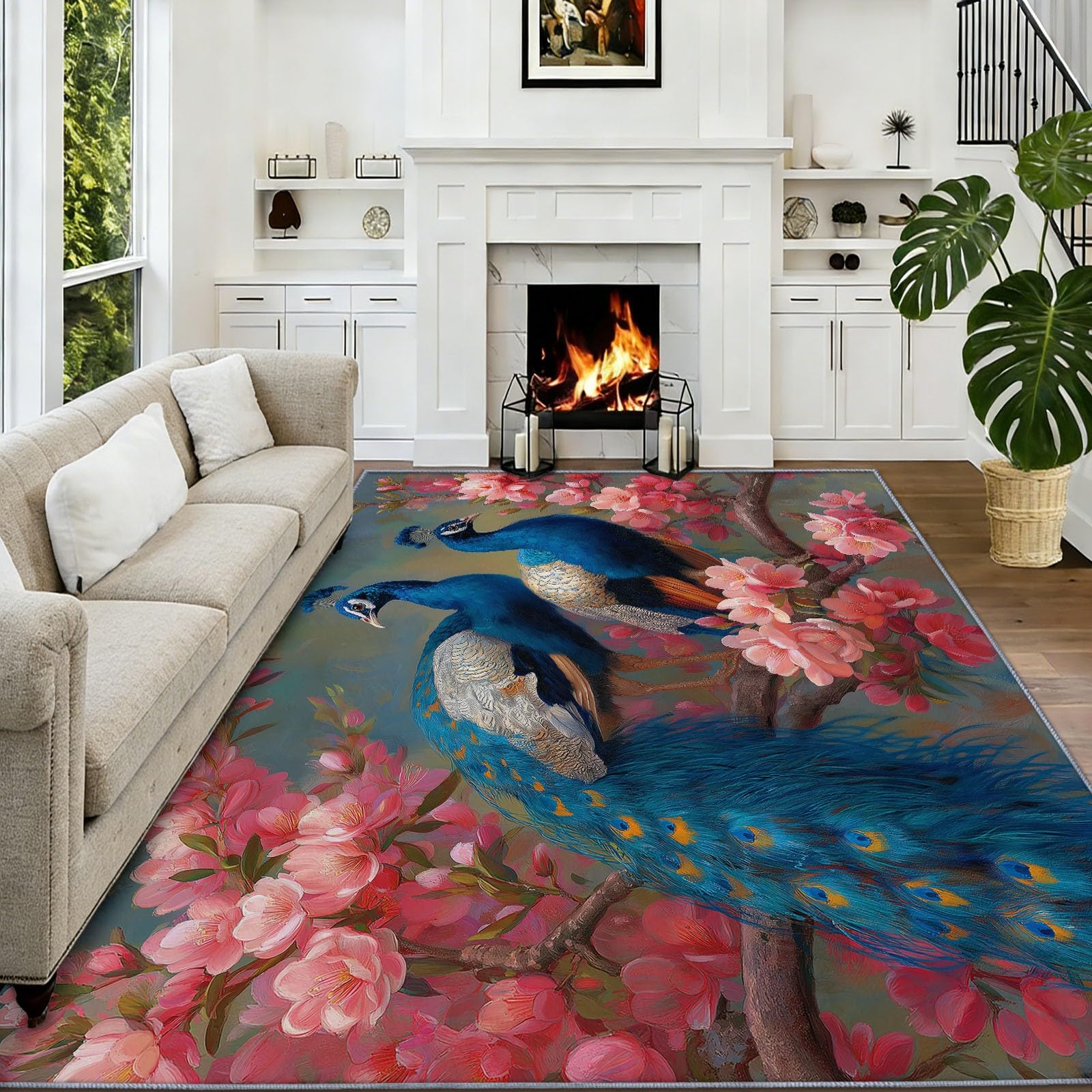 Tapis de salon 120 x 170 cm lavable antidérapant pour cuisine et chambre d'enfant