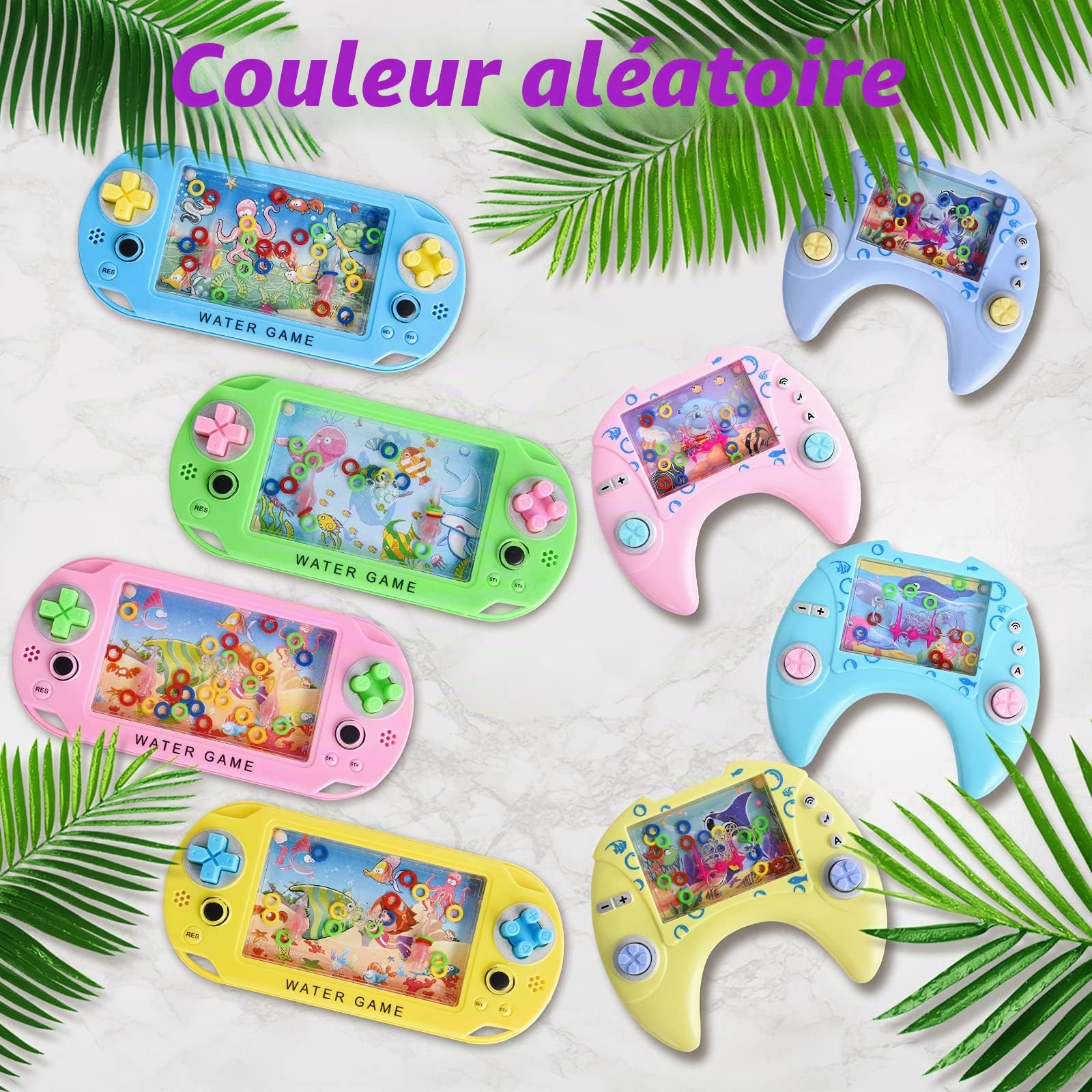 Herefun Mini Jeux d'Eau, 8 Pièces Flipper, Jeu Aquatique de Table Portable, Anneau pour Jouets de Plage, Idée Cadeau pour Enfants