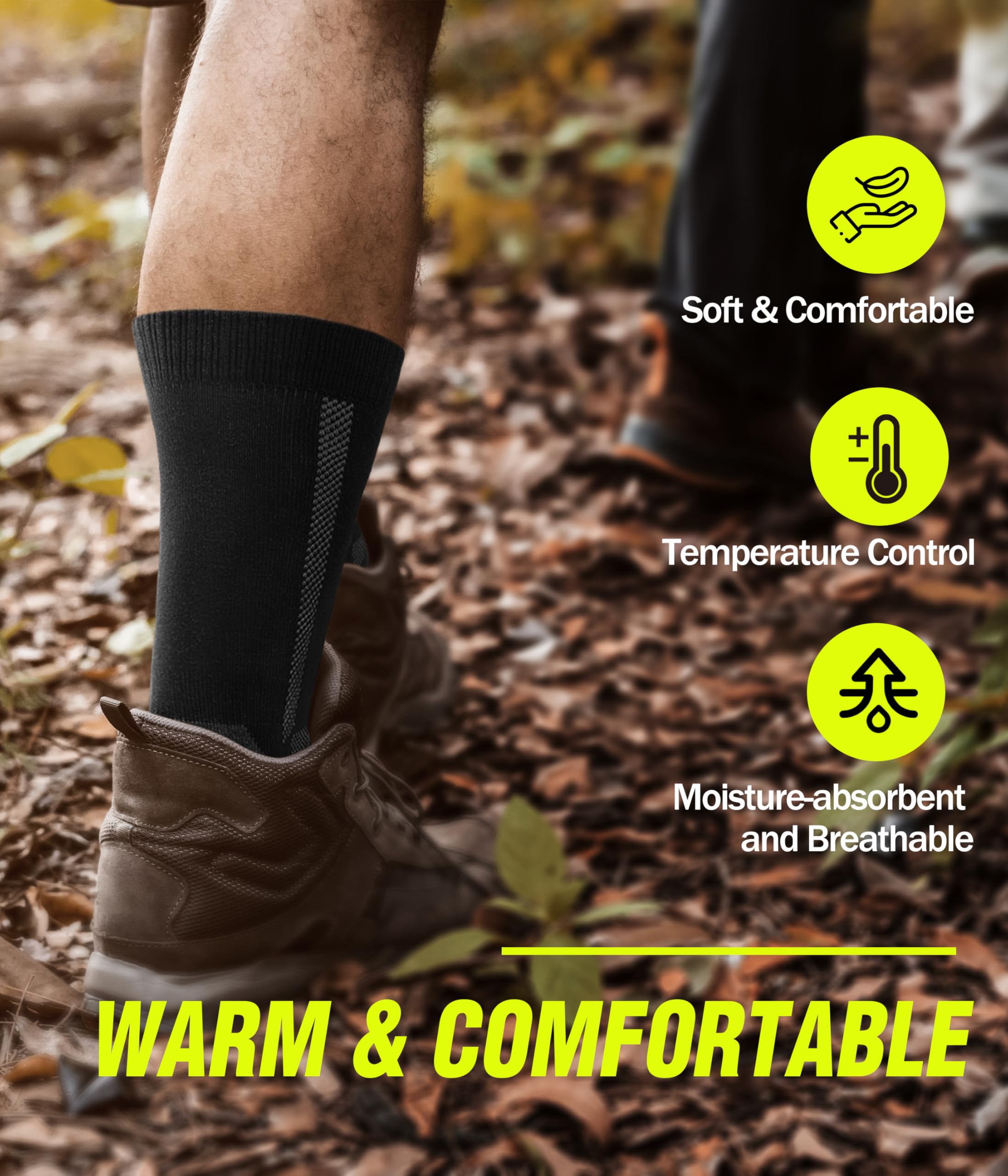 YESWEL 3 Pary Merino Skarpet Trekkingowych Dla Mężczyzn i Kobiet, 60% Wełna Merino Skarpety Termiczne, Zimowe Skarpety Zewnętrzne Z Amortyzacją Na Trekking i Sport