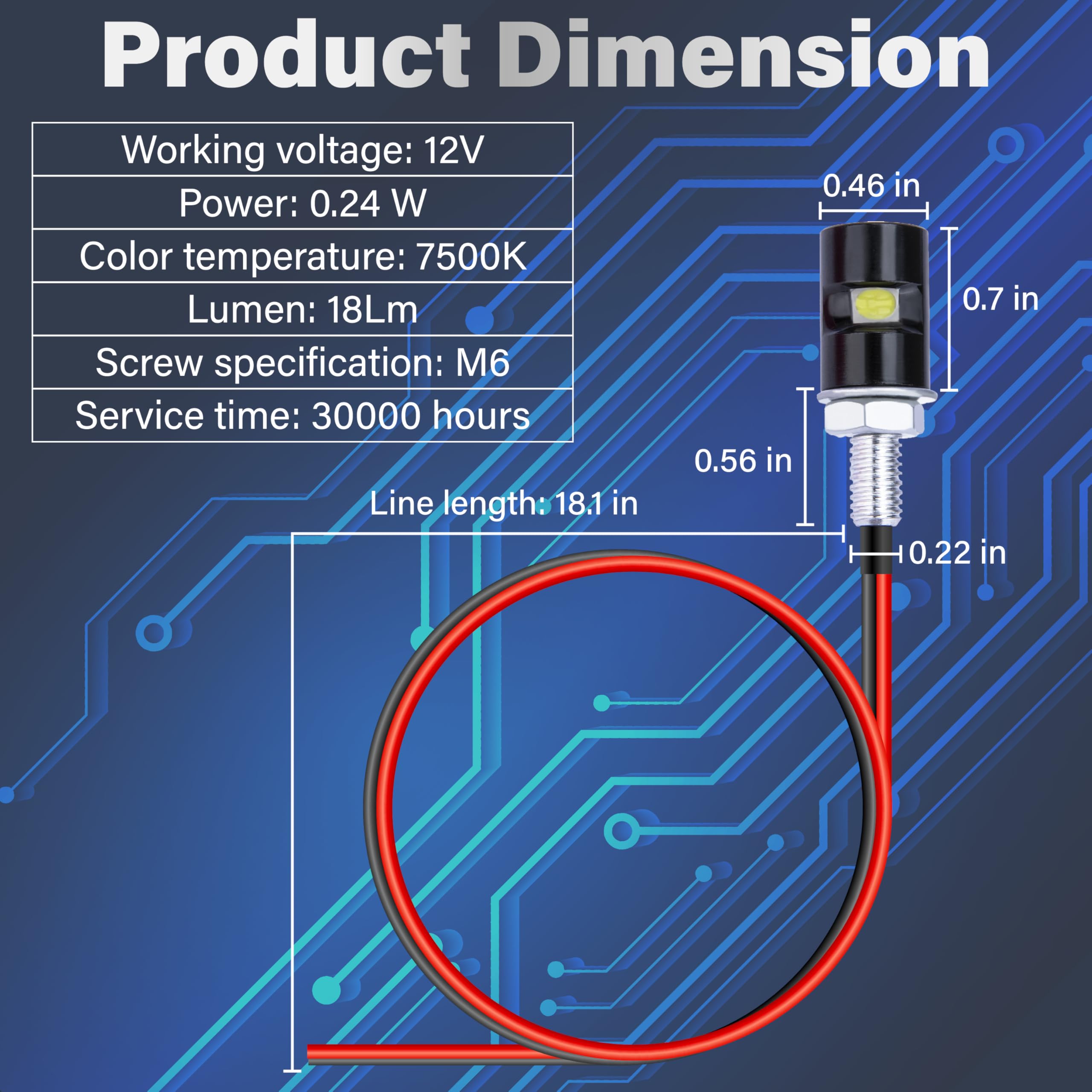 ecocstm 2 PCS Motorcycle License Plate Light, Waterproof Tag Lights for License Plate, Super Bright LED License Plate Light Bulbs, License Tag Screw Bolt Lamps for Car Motorcycle Truck RV ATV (White)