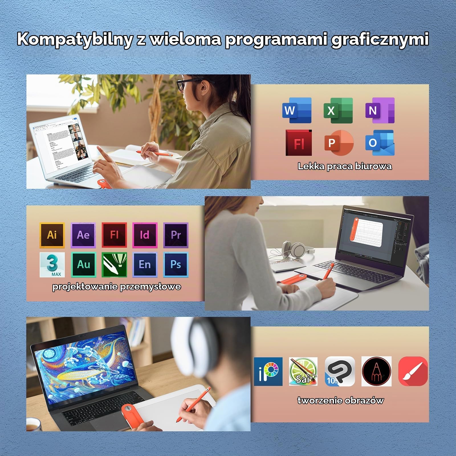 UGEE Q8W tablet graficzny Bluetooth, 8-calowy przenośny tablet do rysowania bez opóźnienia, początkujący tablet do rysowania, tablet graficzny z piórem kompatybilny z systemem Windows, Mac, Chromebook