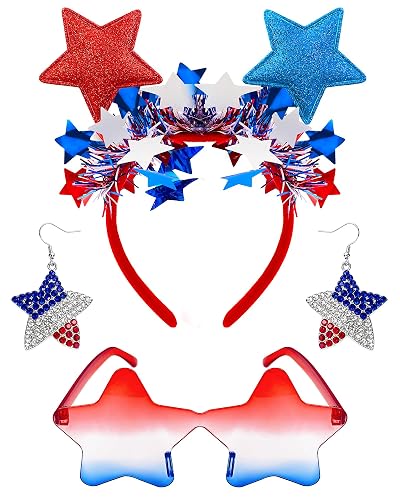 Hikkcos 4th of July Headband, Patriotic Red White And Blue