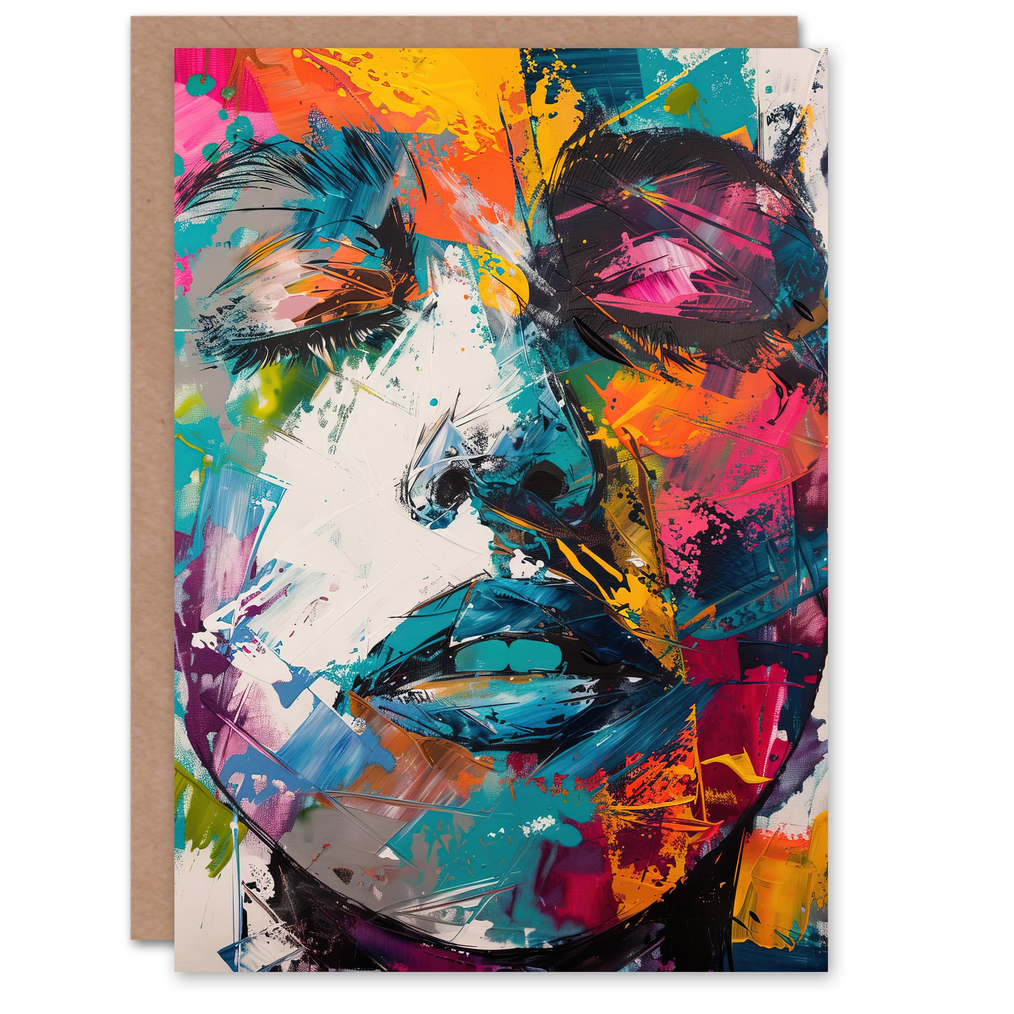 Artery8 Greeting Card - Colourful Portrait Oil Painting - Birthday Card