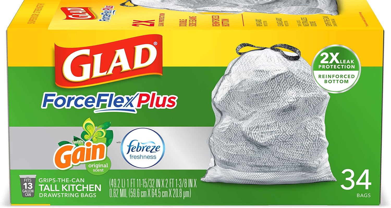 Glad Drawstring Trash Bags - 13 Gallon - 34Count