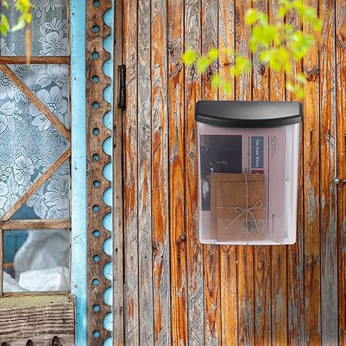 Miniatura 3 de BTSKY Soporte para folletos al aire libre, caja de exhibición de literatura de plástico, soporte para postal de montaje en pared con tapa negra,