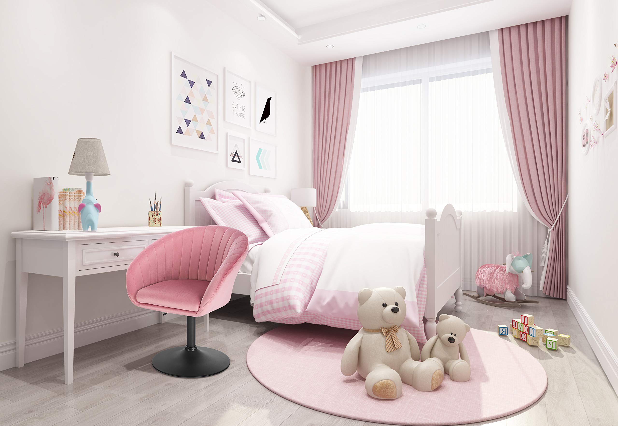 Poltroncina Da Bar WOLTU - Girevole Con Schienale, Velluto Rosa, Altezza Regolabile - Foto 12