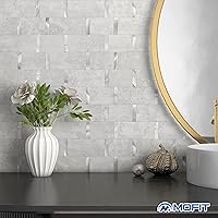 Vista 2 de Azulejos de metro de cocina mate para despegar y pegar, azulejos autoadhesivos para pared de baño, impermeables, paneles de mosaico de metal