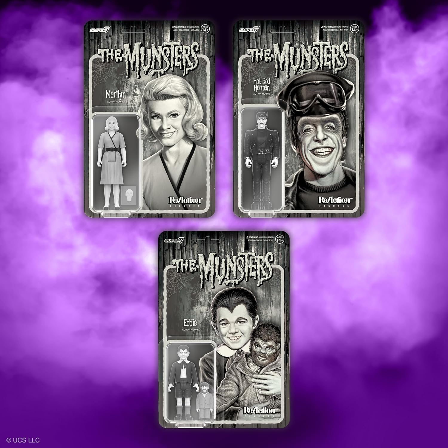 Super7 The Munsters Hot Rod Herman (Grayscale) Reaction Figure - 3.75" The Munsters Action Figure Classic TV Collectibles and Retro Toys