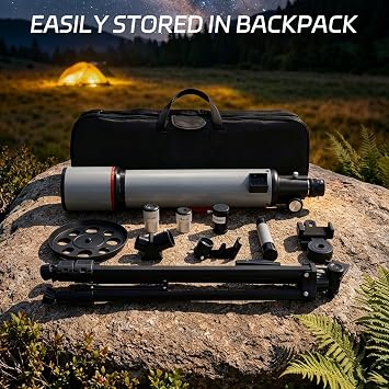 WOZEL 90600 Telescope for Adults Beginners | High Powered, Astronomy ,Portable, Professional Refractor, with Adjustable Tripod, Phone Adapter, Carry Bag