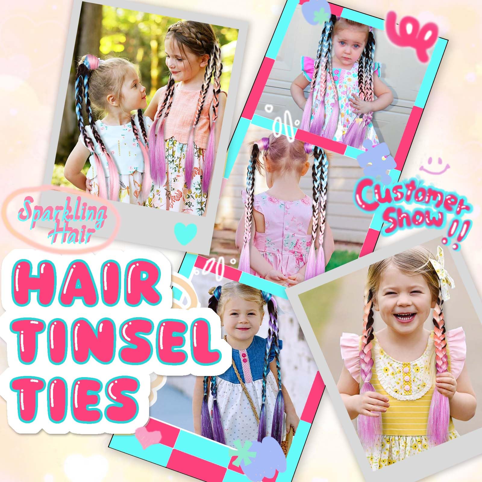 JIAMEISI Rainbow Ponytail Extensions with Hair Tie 2 Packs 50g/Pack Synthetic Coloured Hair Extensions for Braiding 24 inch Colorful Ombre Mermaid Pony Tail for Girl Women #S22 - Image 2