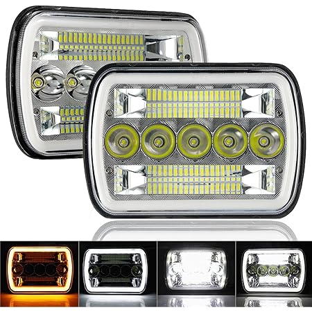 UNISHINE 2pcs Newest 5x7 INCH Car Led Headlights Hi/Lo Beams Led Square Headlights For Jeep Wrangler YJ Cherokee XJ Trucks 12V - Foto 2
