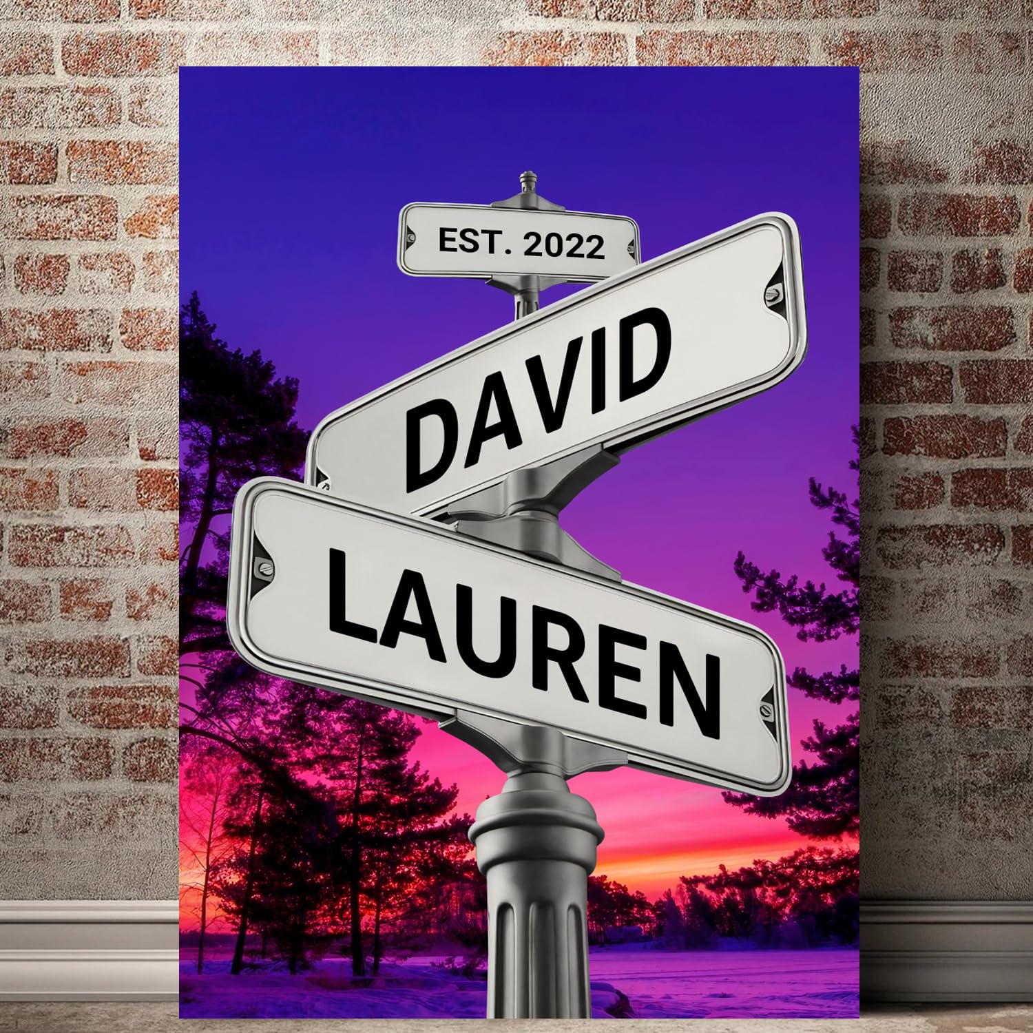 Amazon.com: Personalized Crossroad Sign Couples Name Canvas
