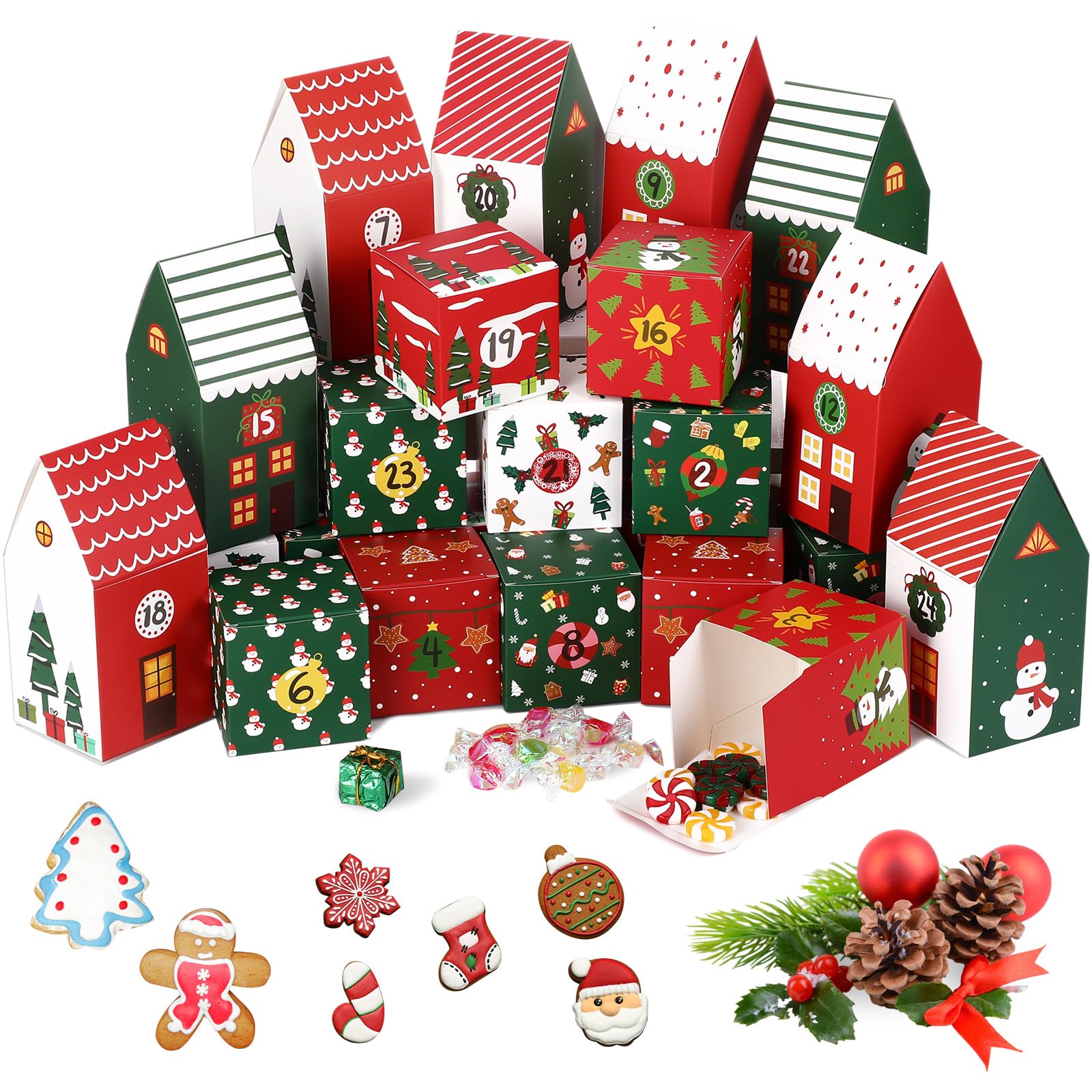Watersay 24 Empty Advent Calendar Boxes to Fill 2025 Christmas Advent Calendar Boxes DIY Christmas Advent Countdown Gift Boxes for Boys Girls Adults Party Favor