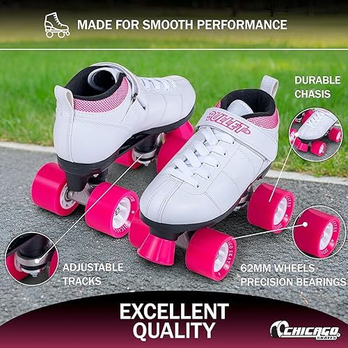 Miniatura 4 de Chicago Skates Bullet Speed Quad Roller Skates – Durable, Top Performance Indoor/Outdoor Youth Skate Shoes for Women & Men Beginner 62mm Urethane