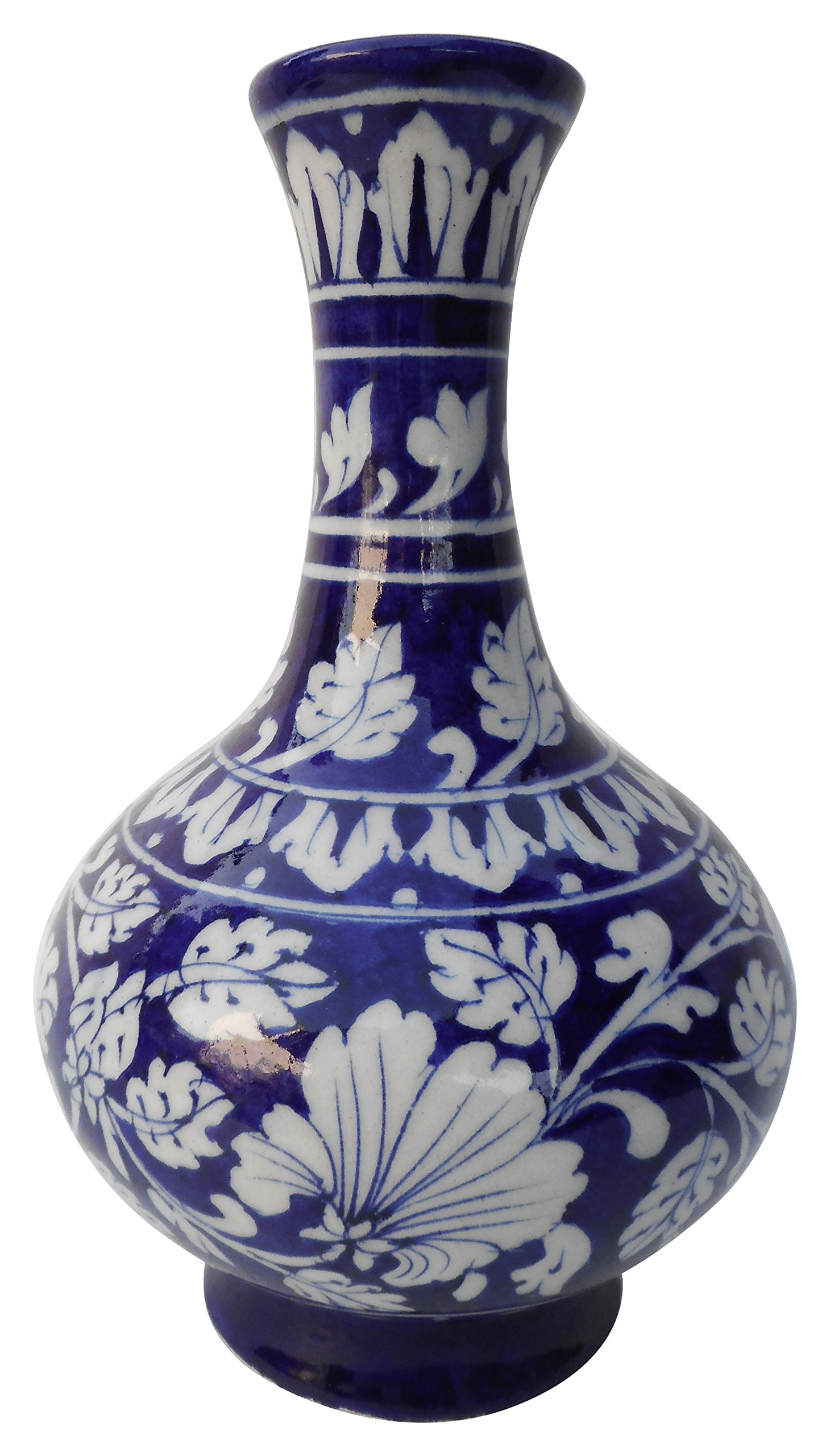 Buy Ram Gopal Blue Pottery Ceramic Flower Vase (12.5 cm x 12.5 cm