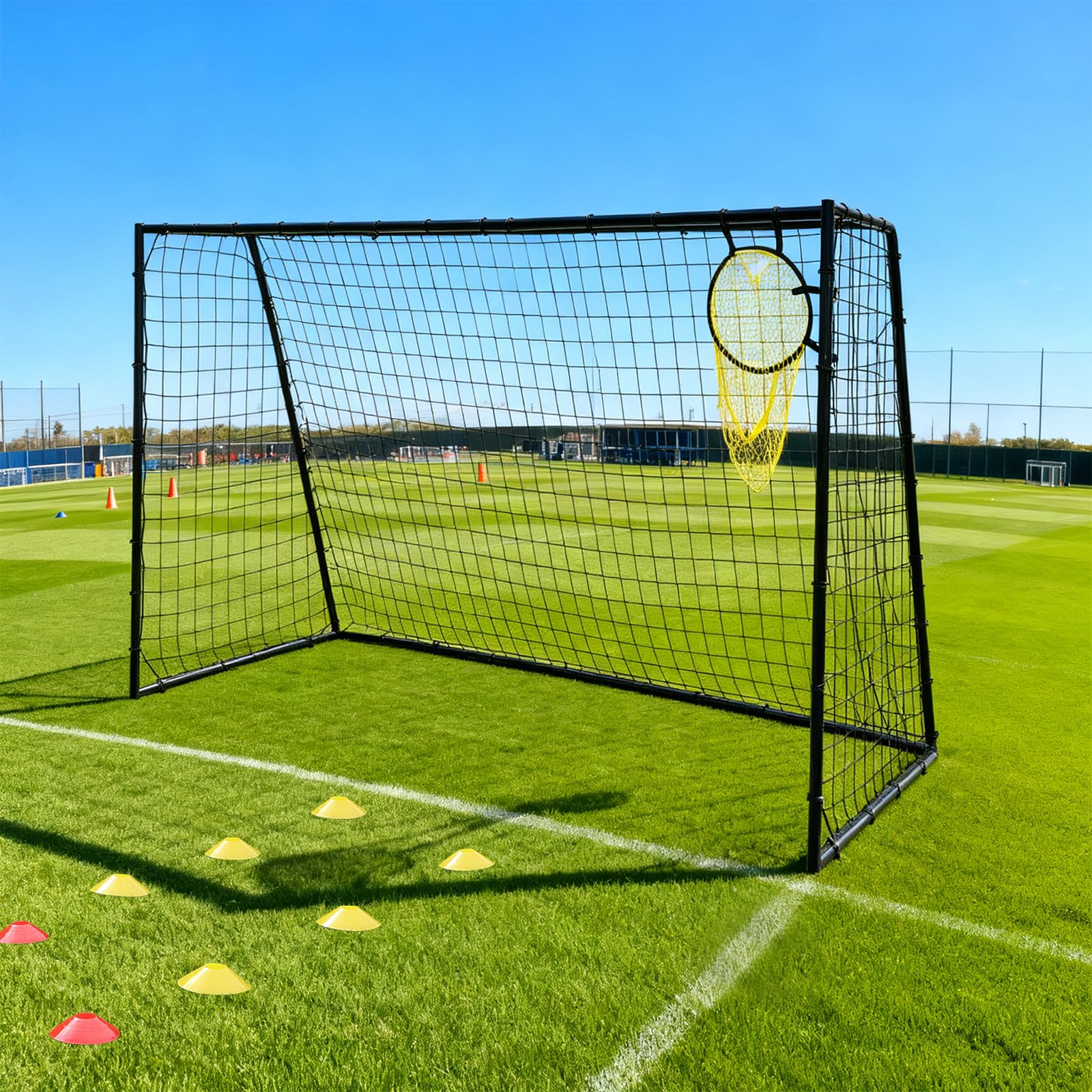 10ft x 6ft Football Goals for Garden - Galvanised Steel Garden Goal with Net, Weatherproof Outdoor Goalposts, Tool-Free Assembly, for Kids Training, Single Goal