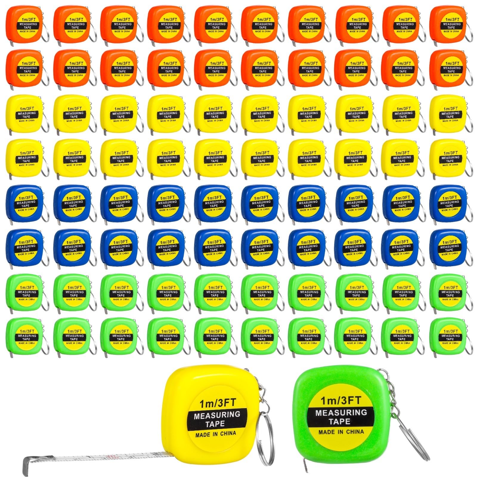 Lot de 80 mini mètres rubans rétractables porte-clés, portée 3 ft, 4 couleurs, format poche, pour cadeaux d'anniversaire, usage quotidien, mesure compacte