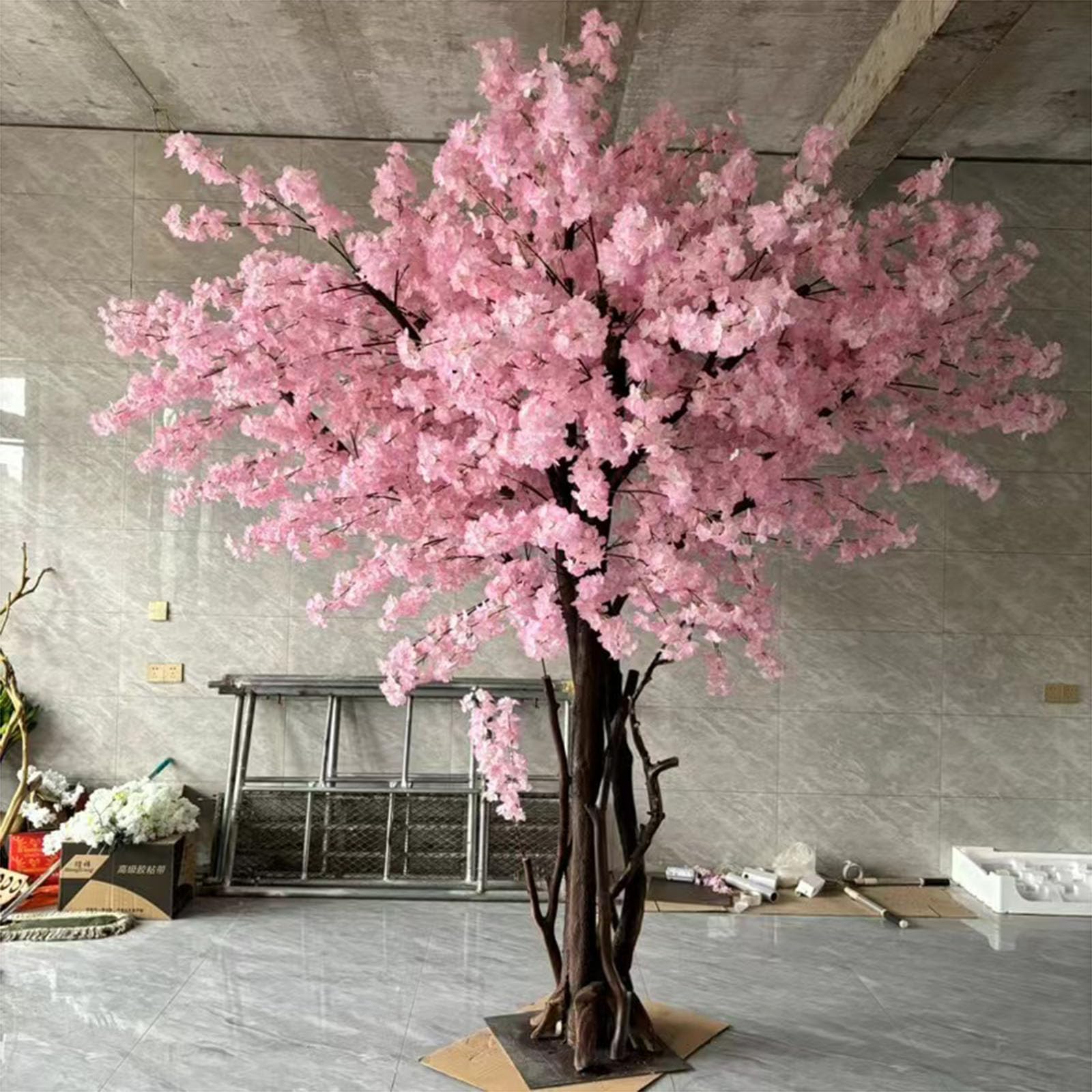 Artificial Cherry Blossom Trees Pink - Large Silk Peach Tree Handmade Light Pink Tree Indoor Outdoor Home Office Party Wedding