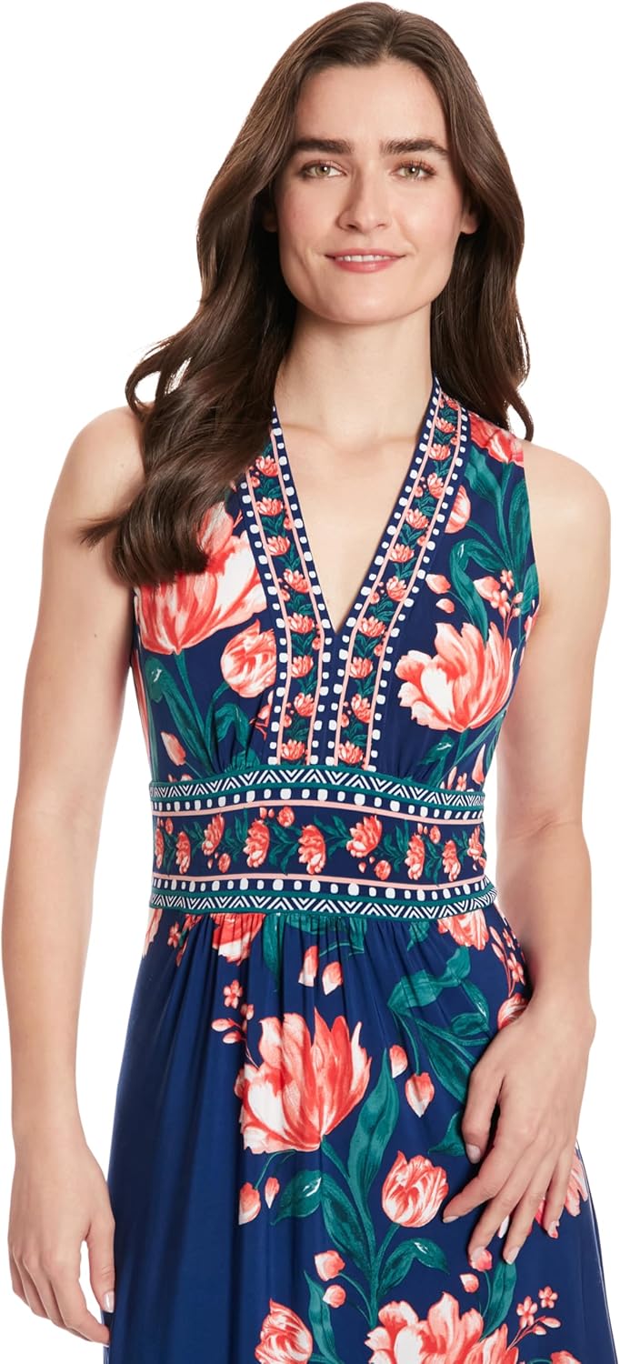 London Times Womens Sleeveless V-Neck Maxi Dress for Women | Casual Dresses for Women - Image 4