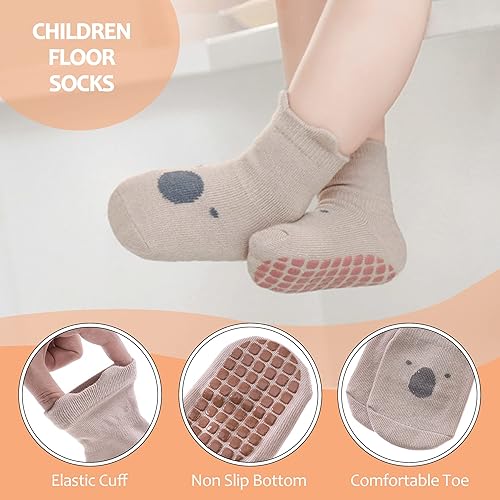 Miniatura 5 de TRUEHAN 5 pares de calcetines antideslizantes con puños para bebés, para niños y niñas