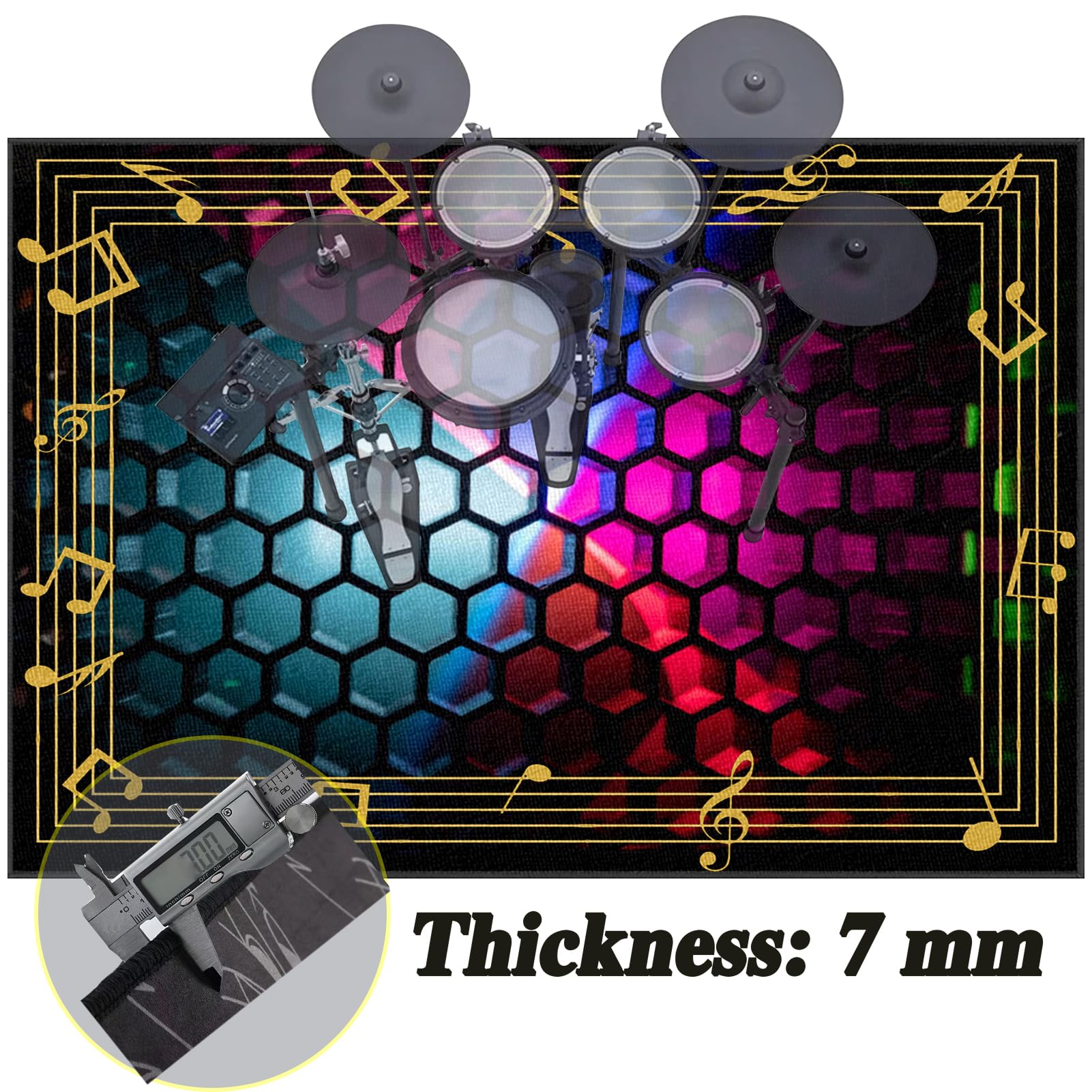 Bateria elektroniczna Dywan na perkusję i perkusję Maty akustyczne Pianino Baterie Akustyczne Maty Na Bęben Dźwiękoszczelny Antypoślizgowy Mata 140 x 90 cm