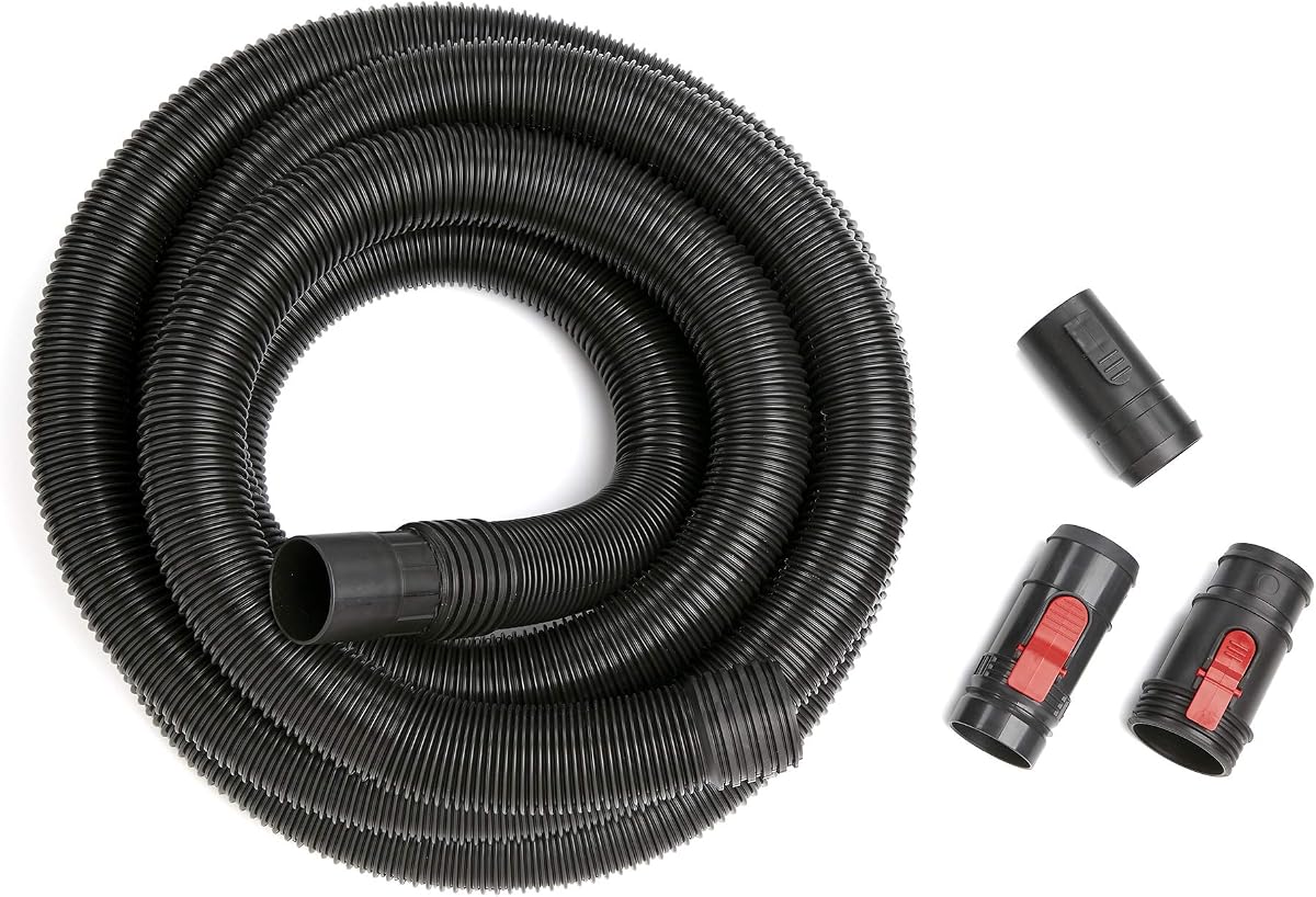 ARTESANO CMXZVBE38759 2-1/2 pulg. x 20 pies Manguera de vacío en seco húmedo POS-I-LOCK | Kit de fijación de manguera de vacío de taller de grado industrial, se adapta a la mayoría de las aspiradoras húmedas/secas ARTESANALES con una entrada de diámetro de 2-1/2 pulg.