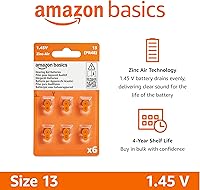Vista 2 de Yaxa Basics Paquete de 60 baterías de zinc-aire para audífonos tamaño 13, 1.45 voltios, pestaña naranja, vida útil de 4 años, paquete seguro