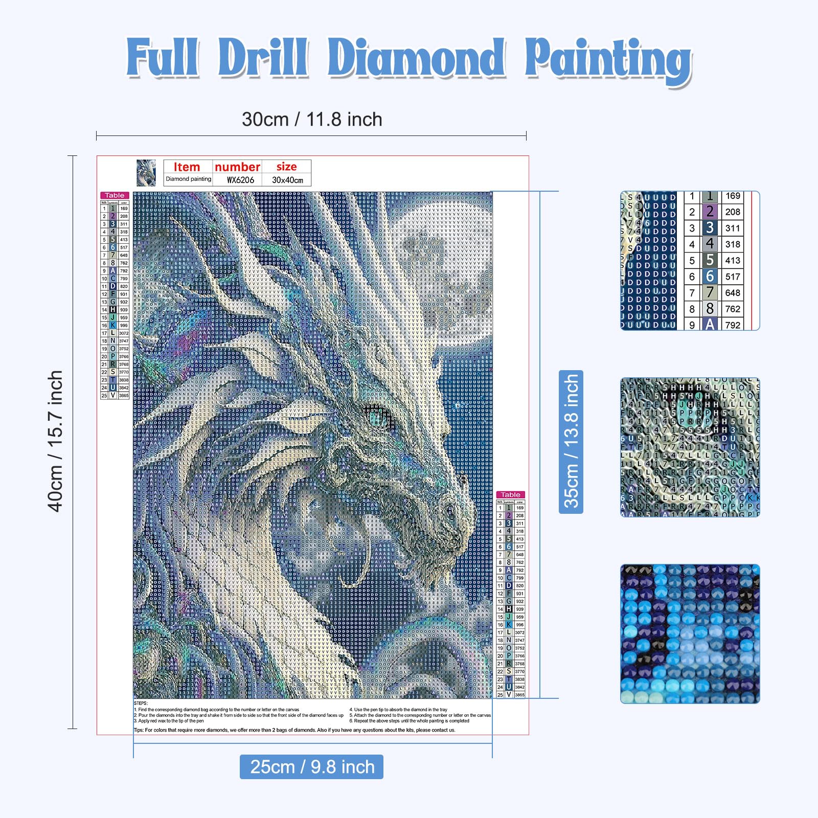 NAIMOER Diamond Painting Kit Drago - 5D Diamantini Per Adulti E Bambini - Quadro Animali 30x40 Cm - Strass Rotondi Luminosi - Completo Di Tela E Strumenti
